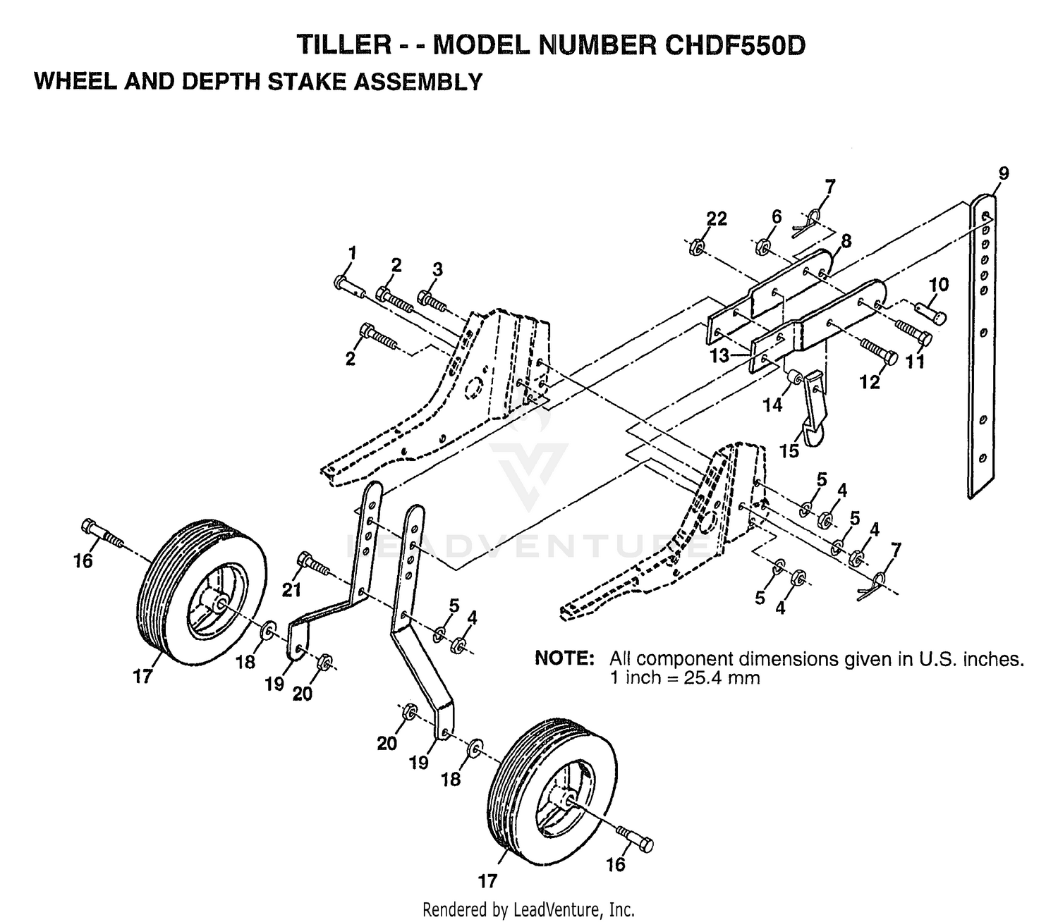WHEEL AND DEPTH STAKE ASSEMBLY