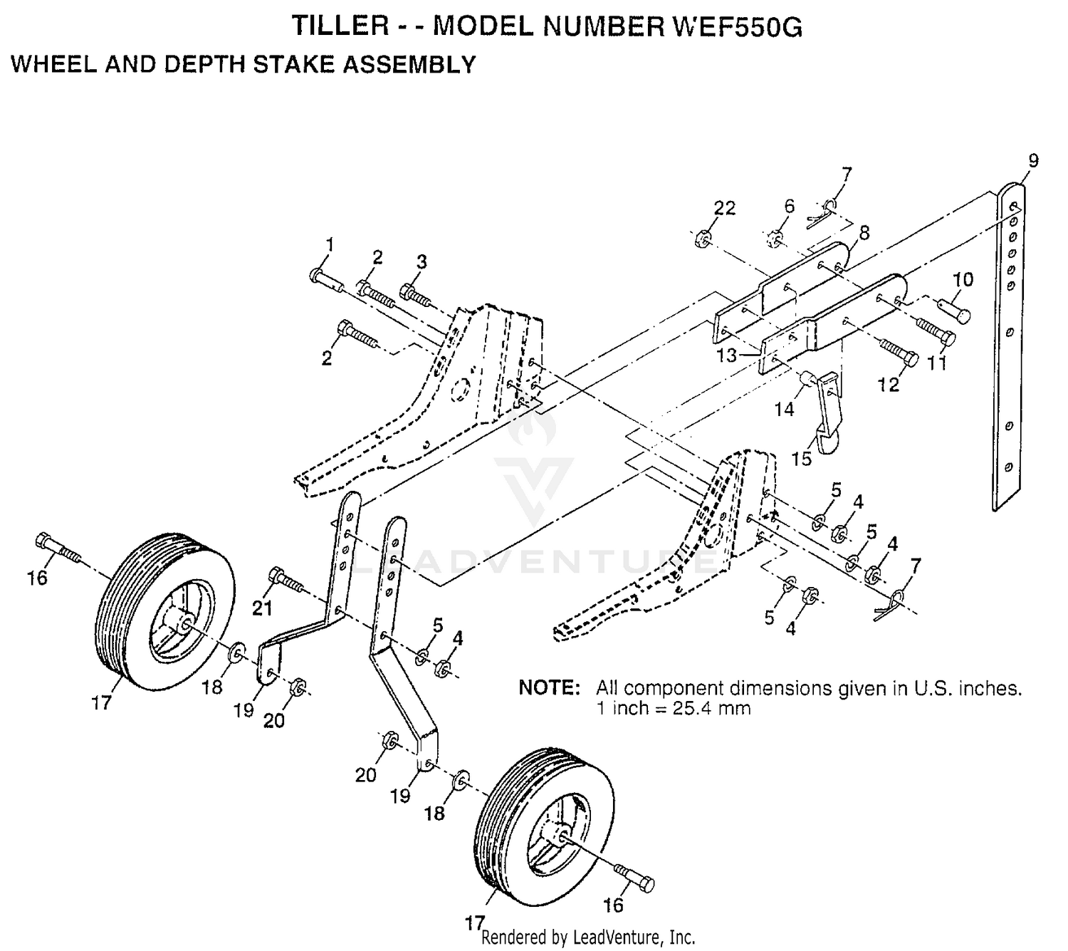 WHEEL AND DEPTH STAKE ASSEMBLY