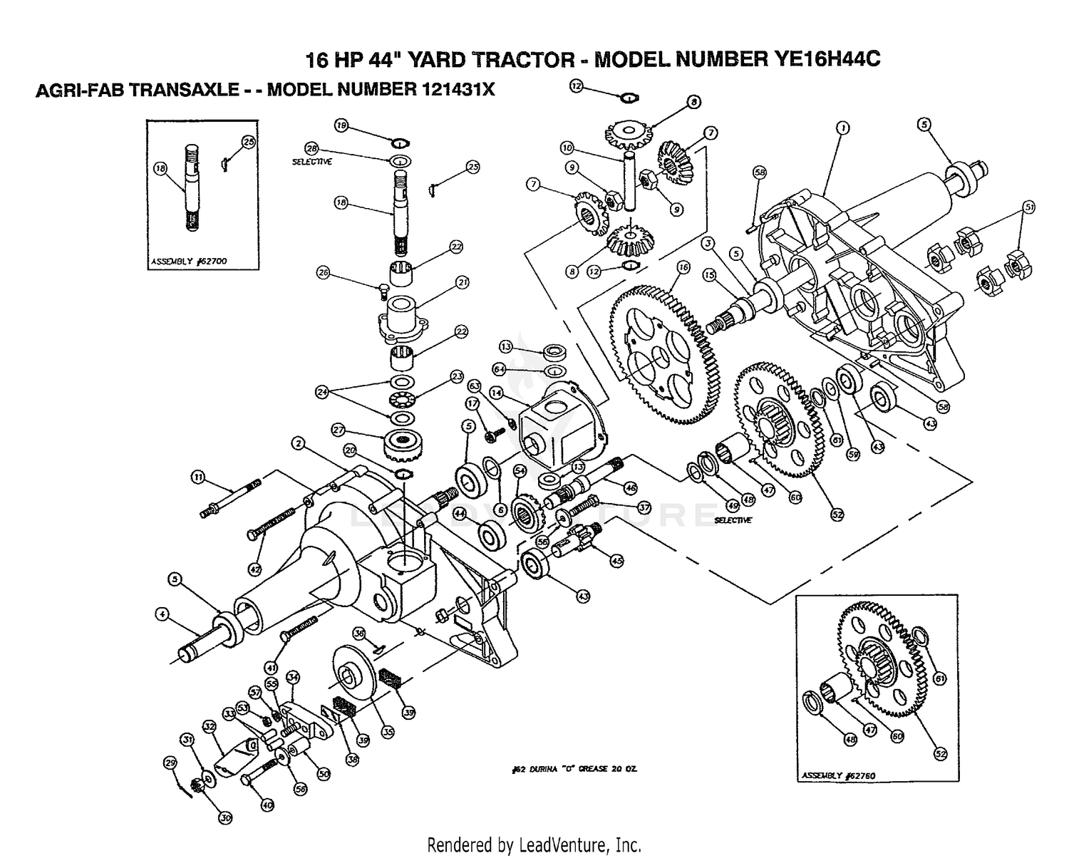 16HP 44" TRACTOR-AGRI-FAB TRANSAXLE