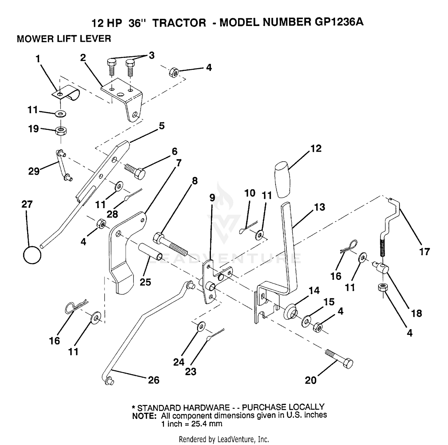 MOWER LIFT LEVER