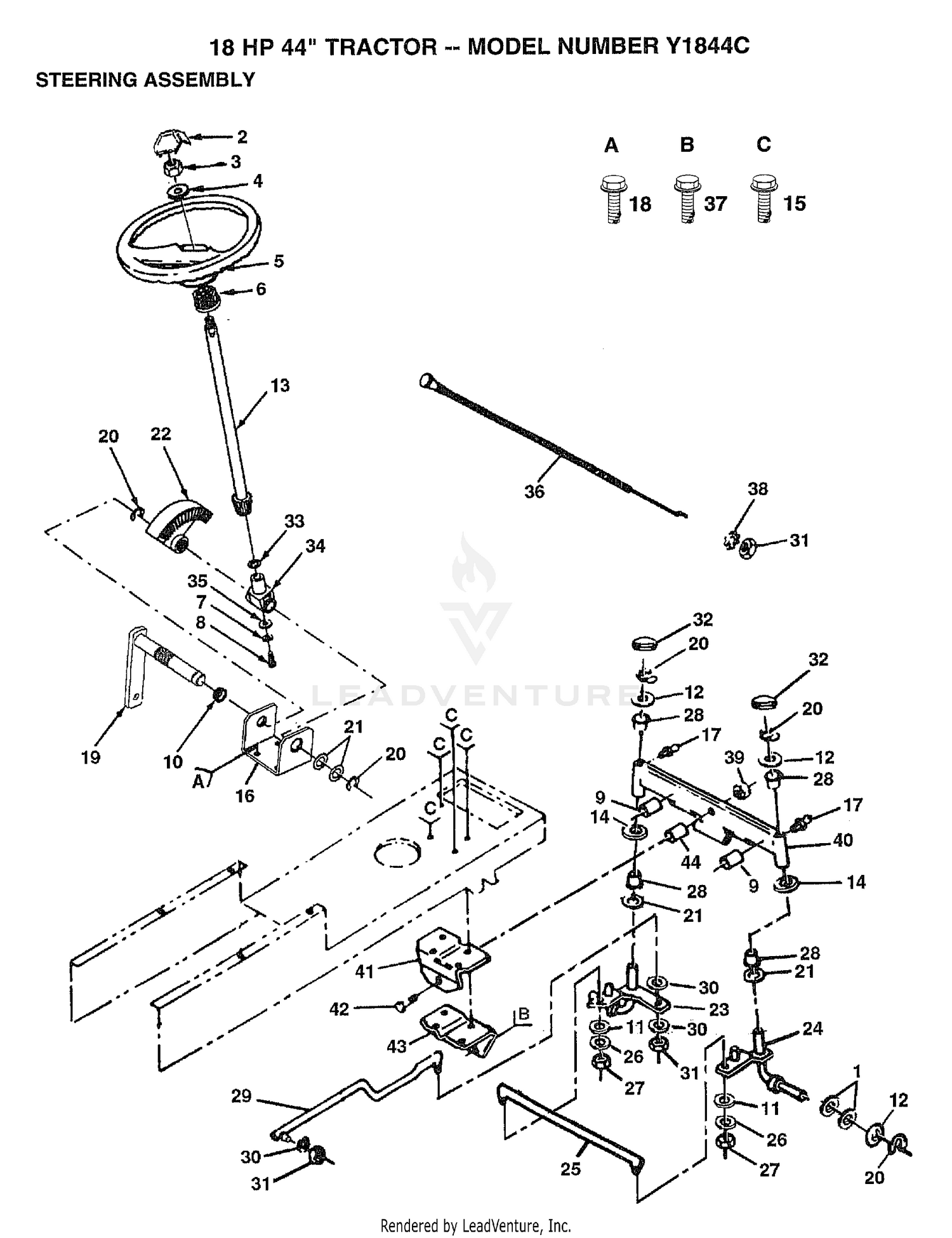 18HP 44" TRACTOR-STEERING