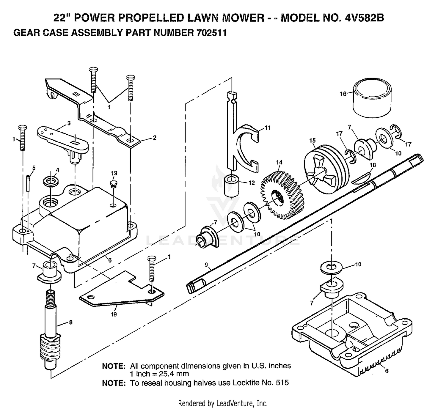 22" POWER PROPELLED/GEAR CASE ASSY