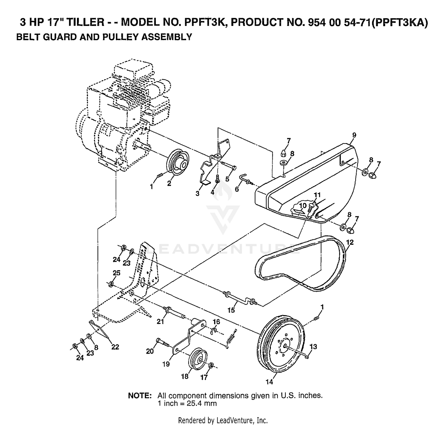 3 HP 17" BELT GUARD/PULLEY ASSY