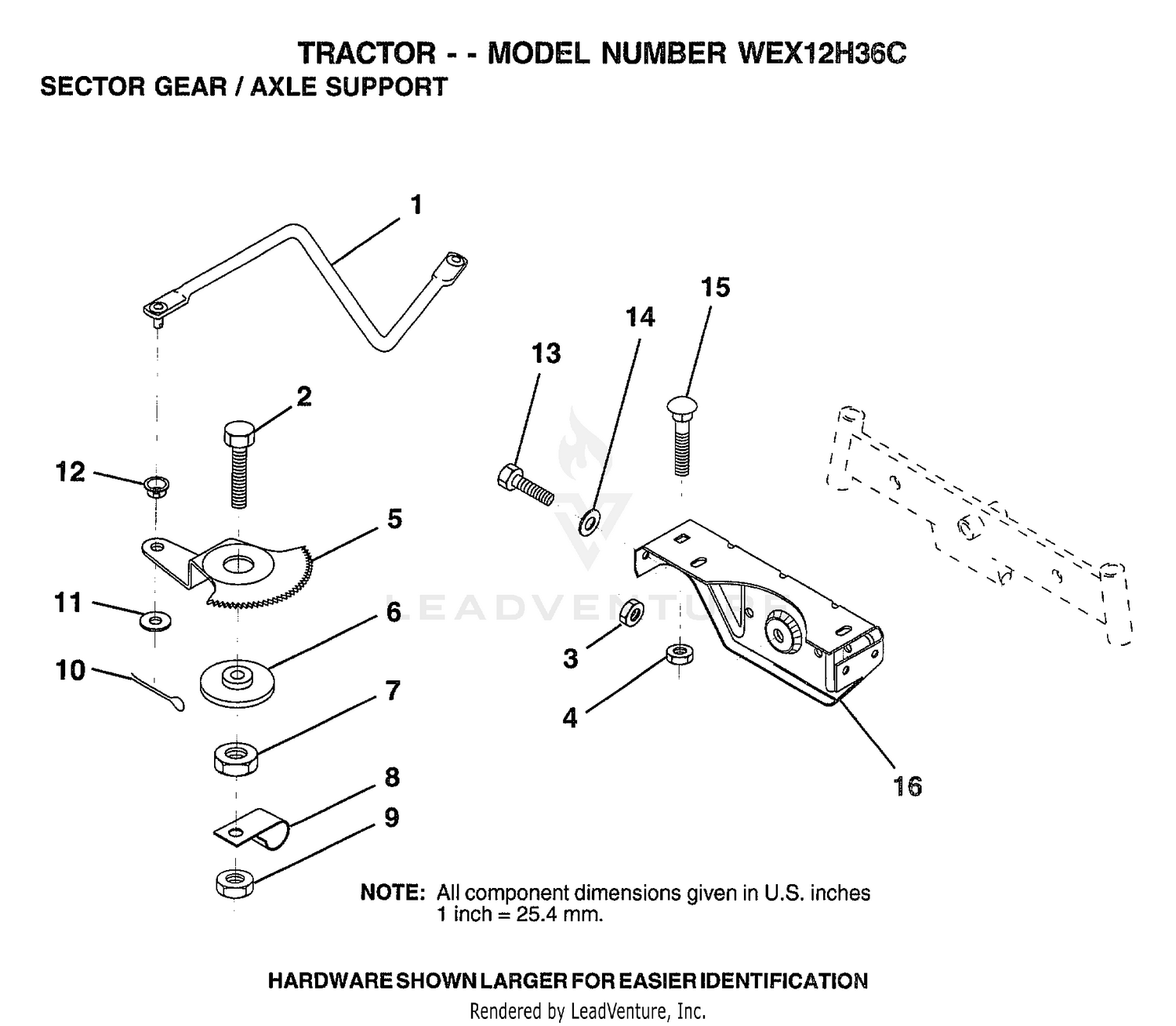 SECTOR GEAR/AXLE SUPPORT