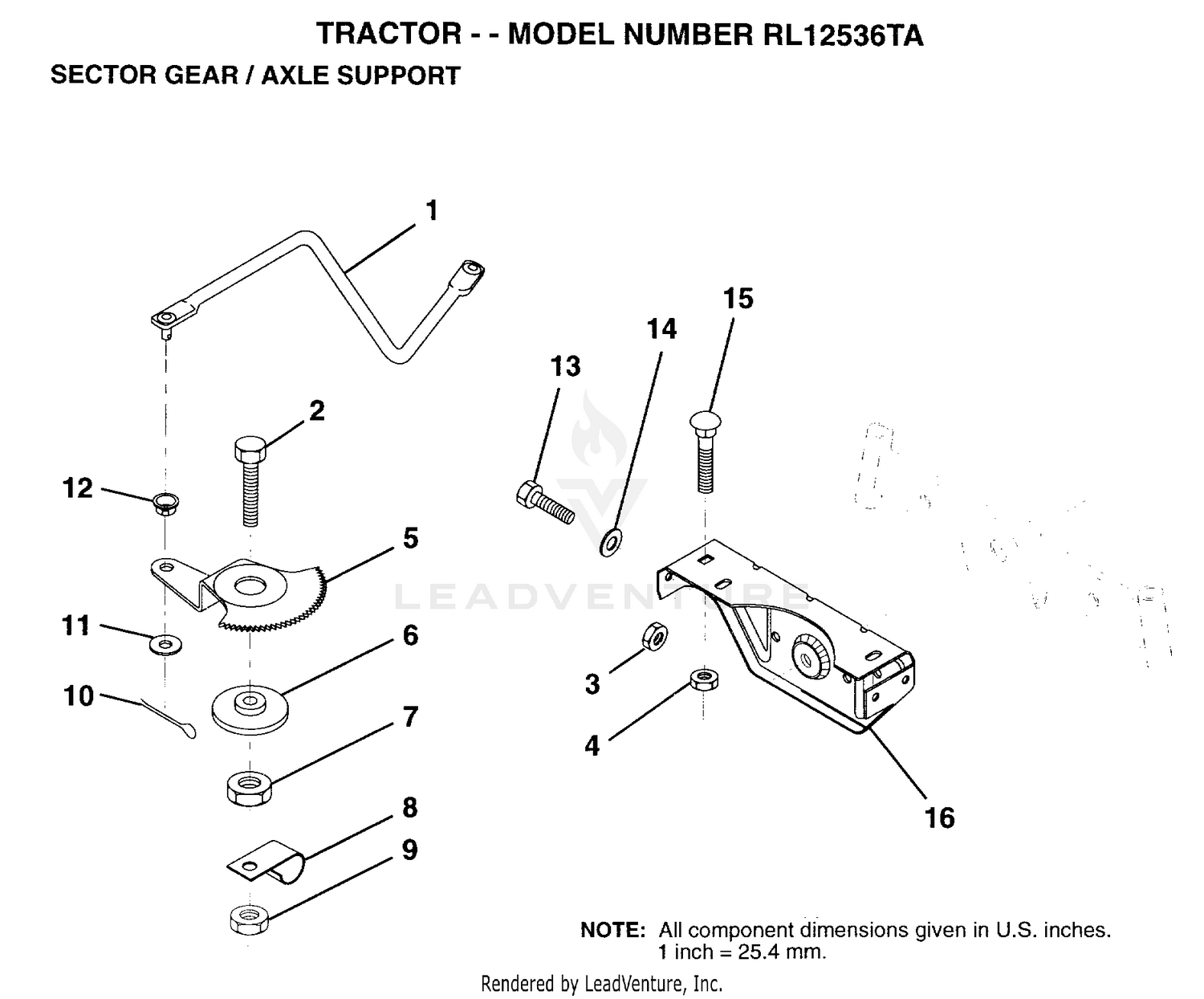 SECTOR GEAR/AXLE SUPPORT