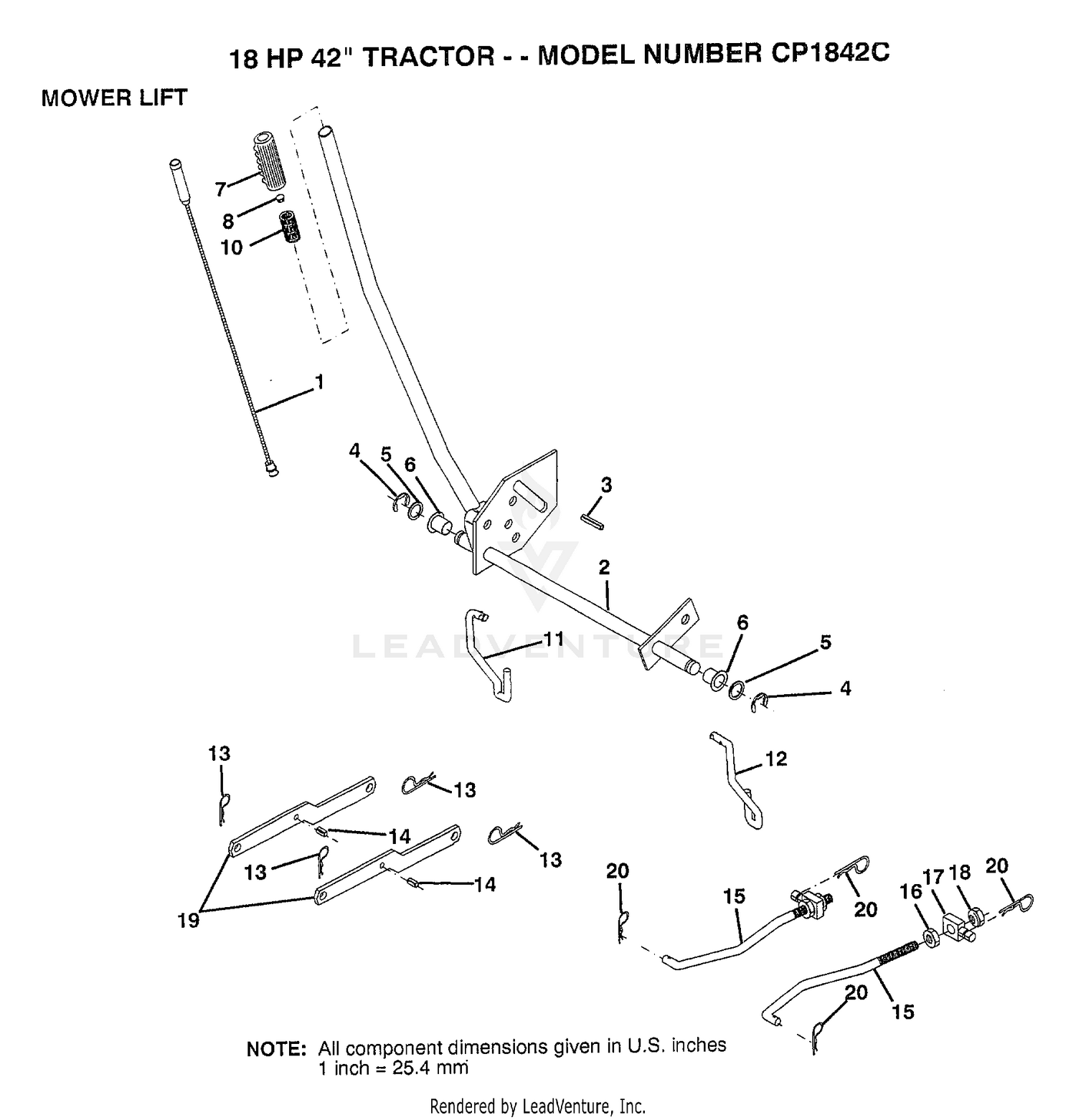 18HP 42" TRACTOR-MOWER LIFT