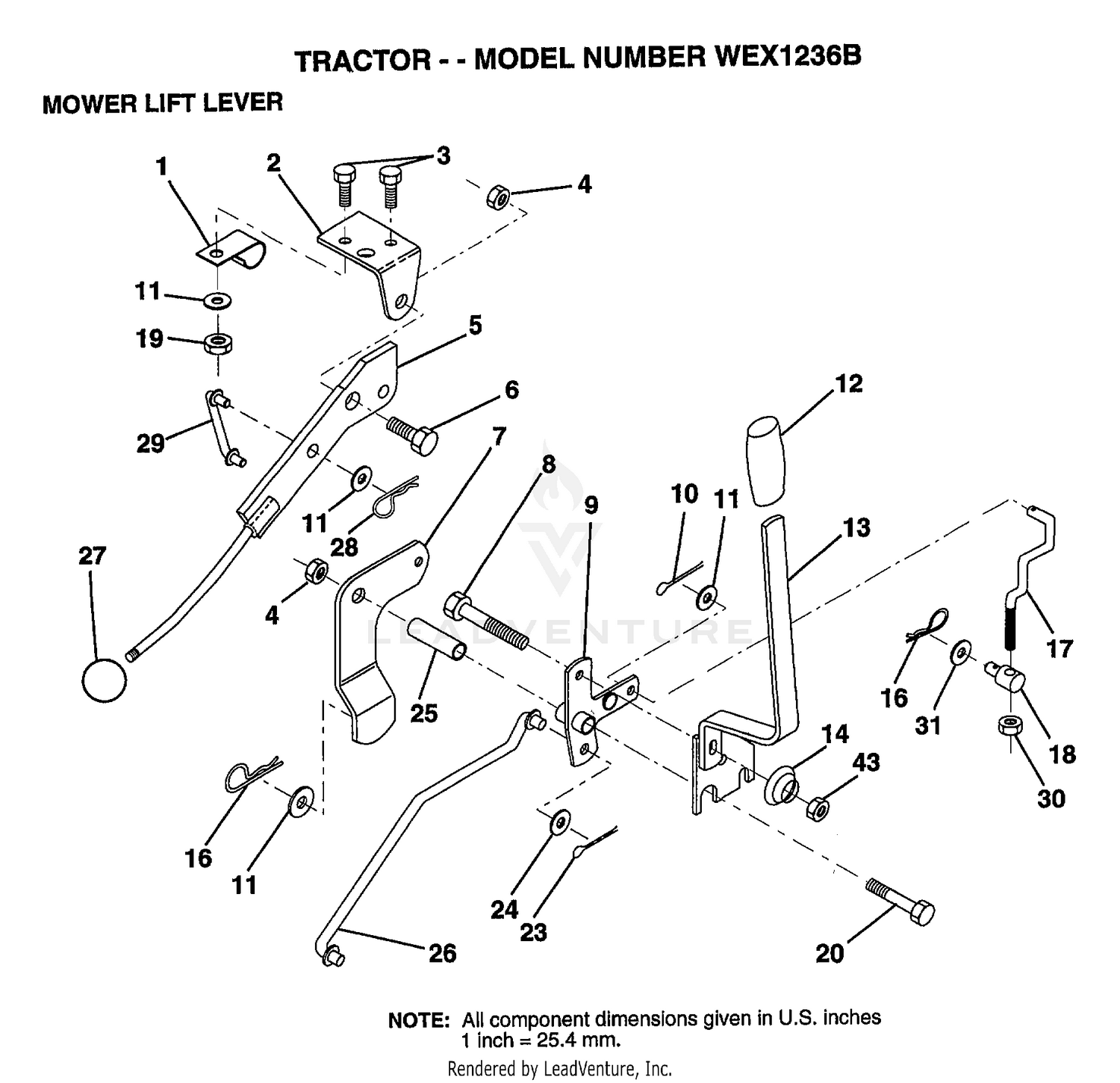 MOWER LIFT LEVER