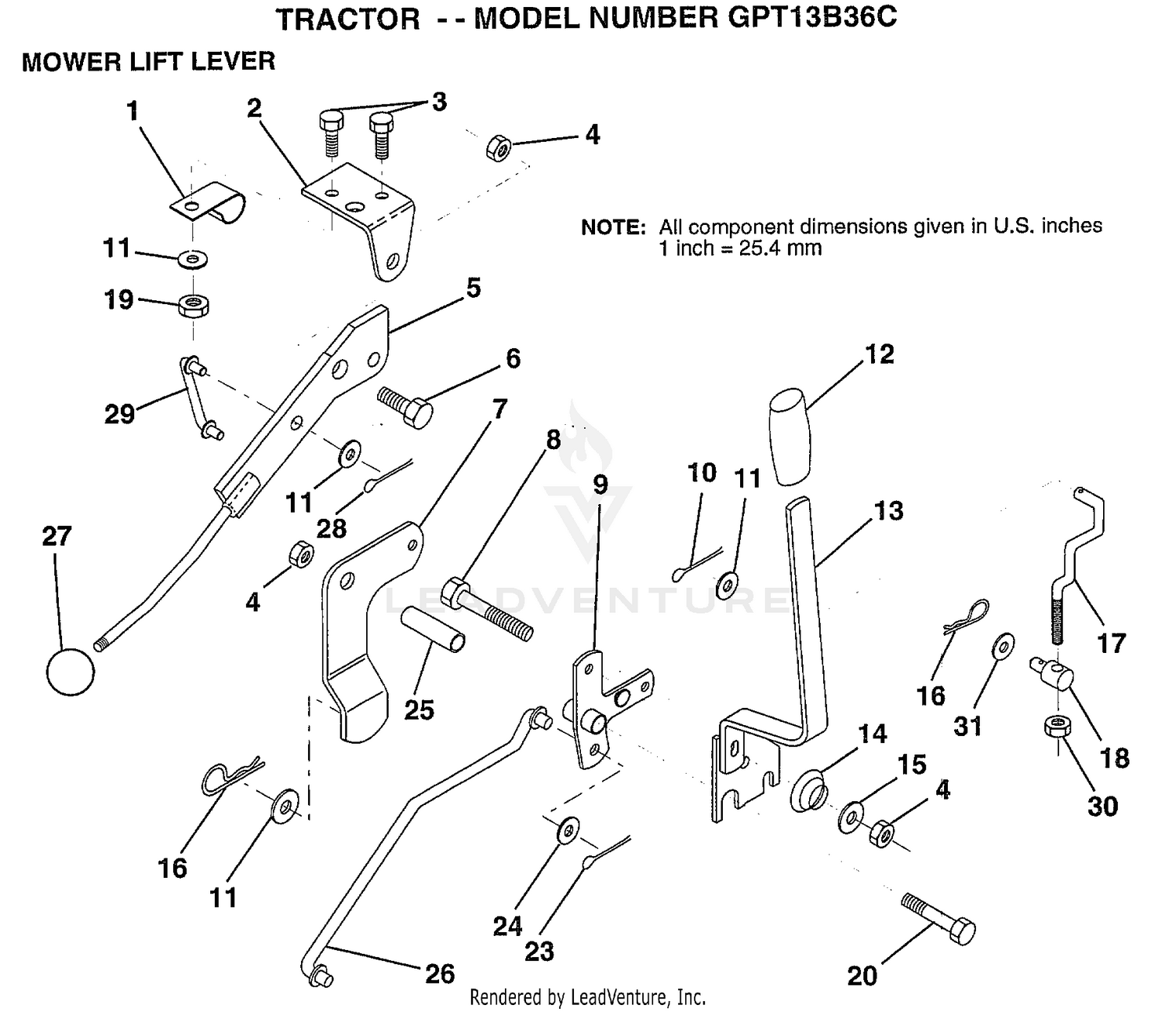 MOWER LIFT LEVER