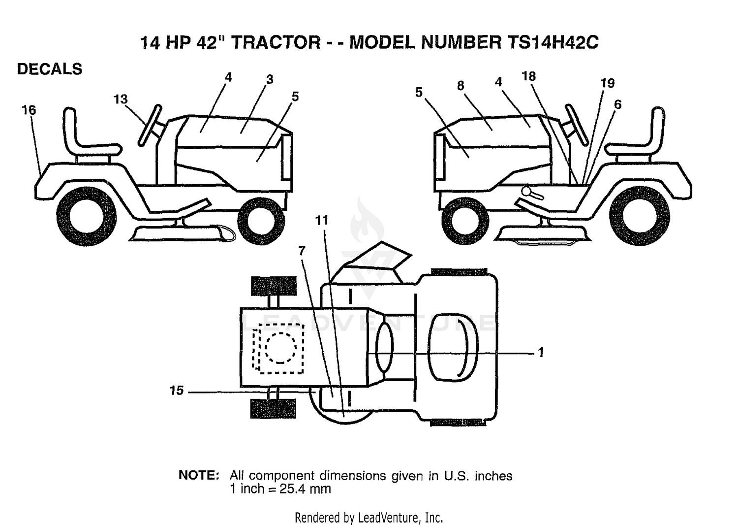 14HP 42"/DECALS