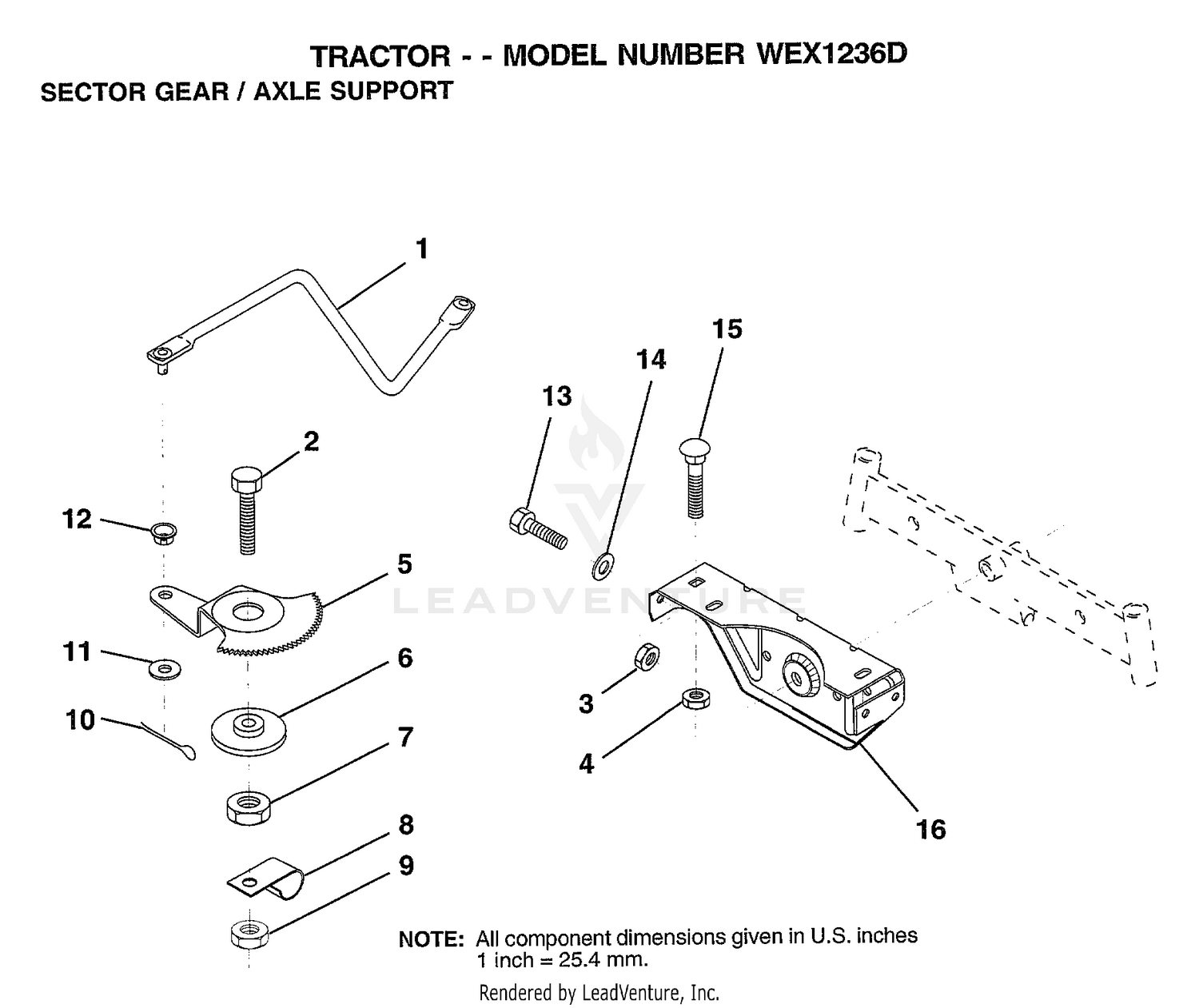 SECTOR GEAR/AXLE SUPPORT
