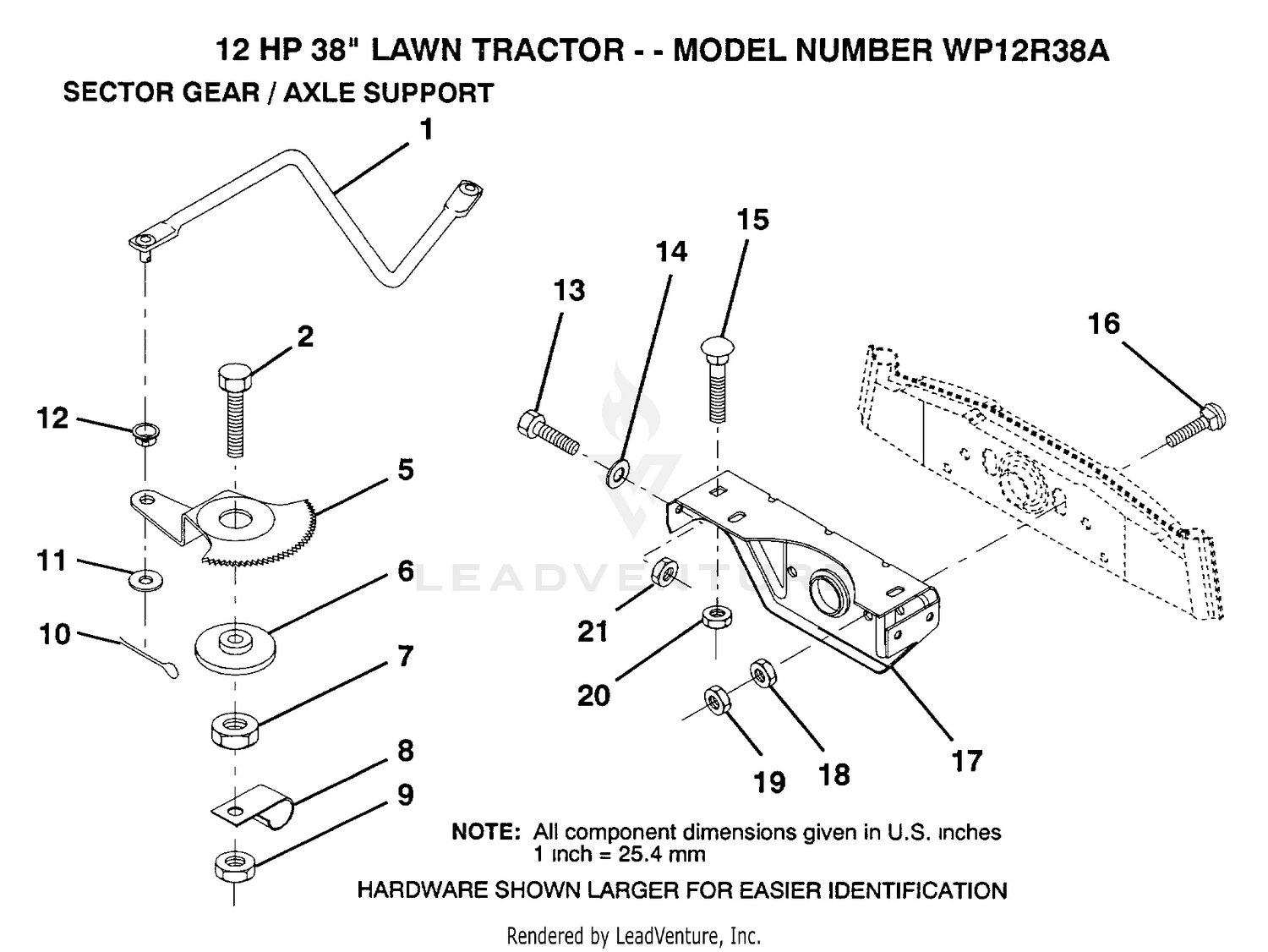 SECTOR GEAR AND AXLE