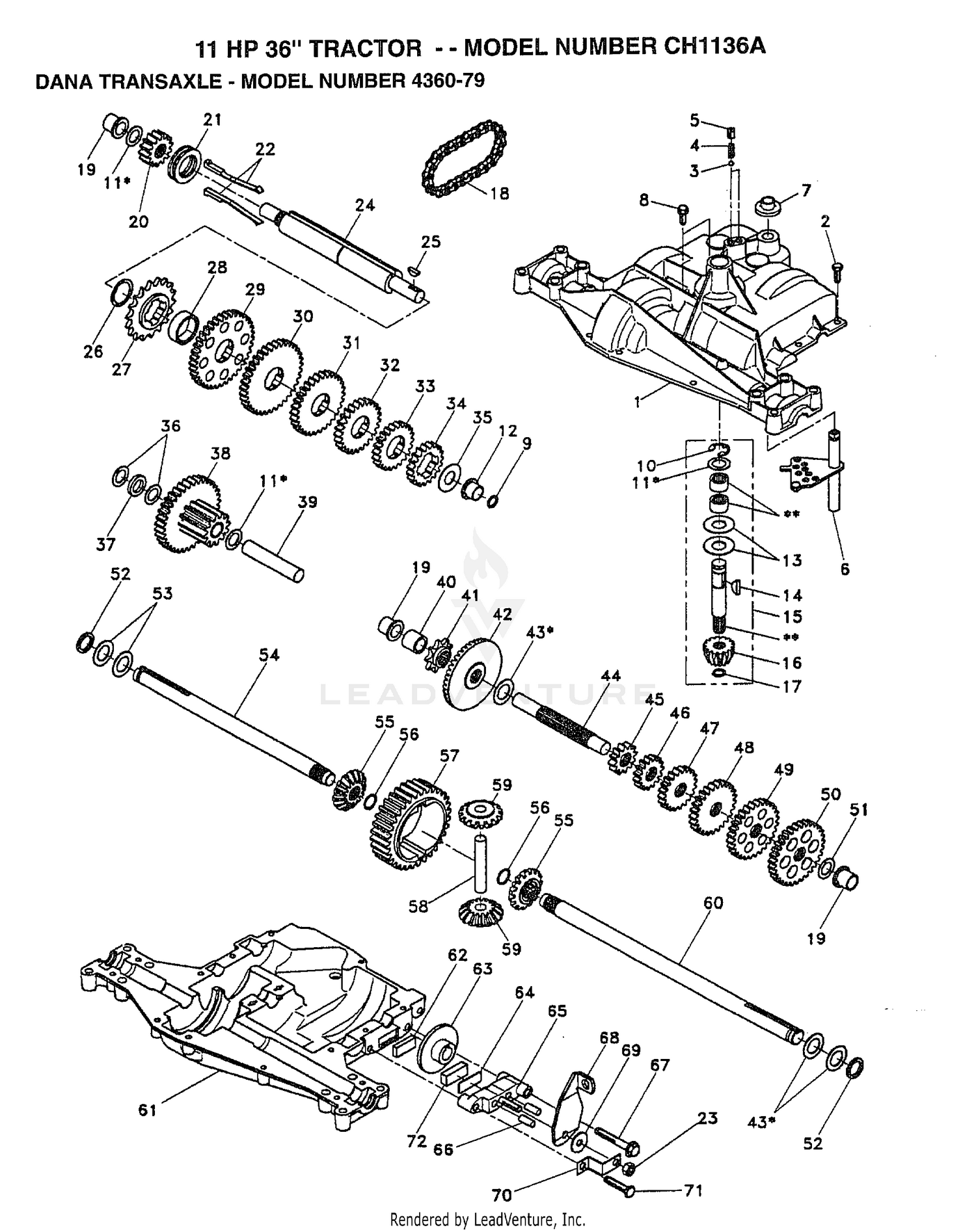 11HP 36" TRACTOR/DANA TRANSAXLE
