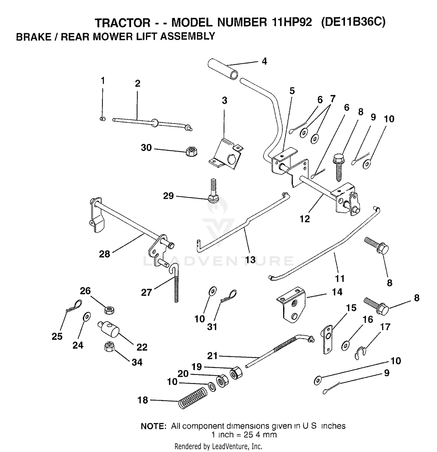 BRAKE/REAR MOWER LIFT