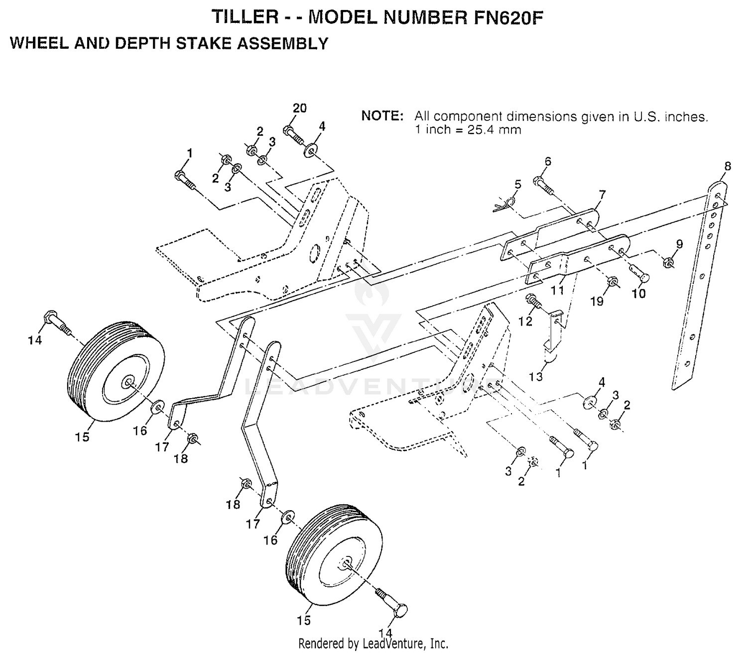WHEEL AND DEPTH STAKE ASSEMBLY