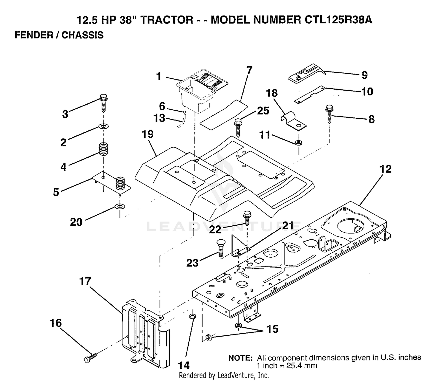 FENDER/CHASSIS/12.5 HP 38"