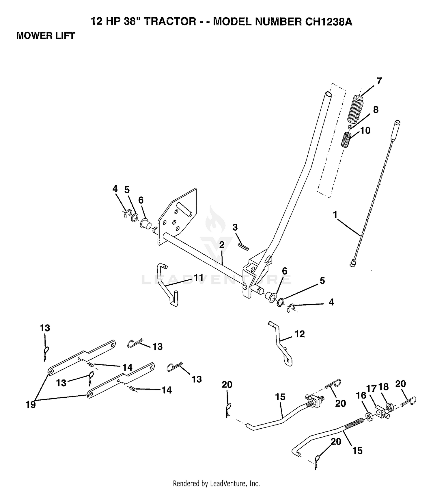 12HP 38" TRACTOR/MOWER LIFT