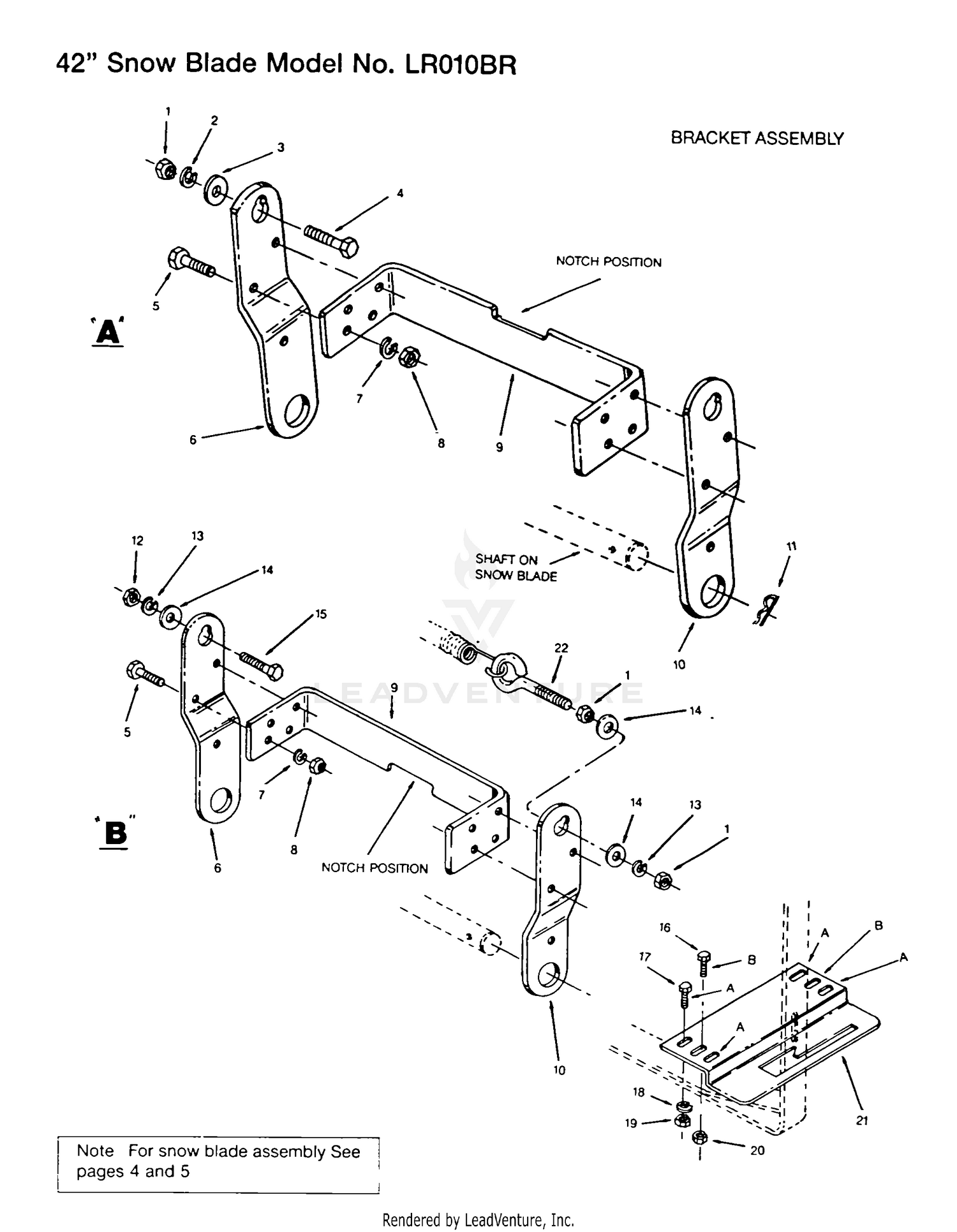42" LR010BR BRACKET ASSYS