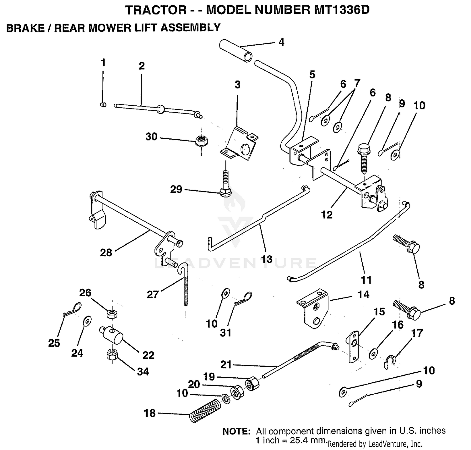 BRAKE/REAR MOWER LIFT ASSEMBLY