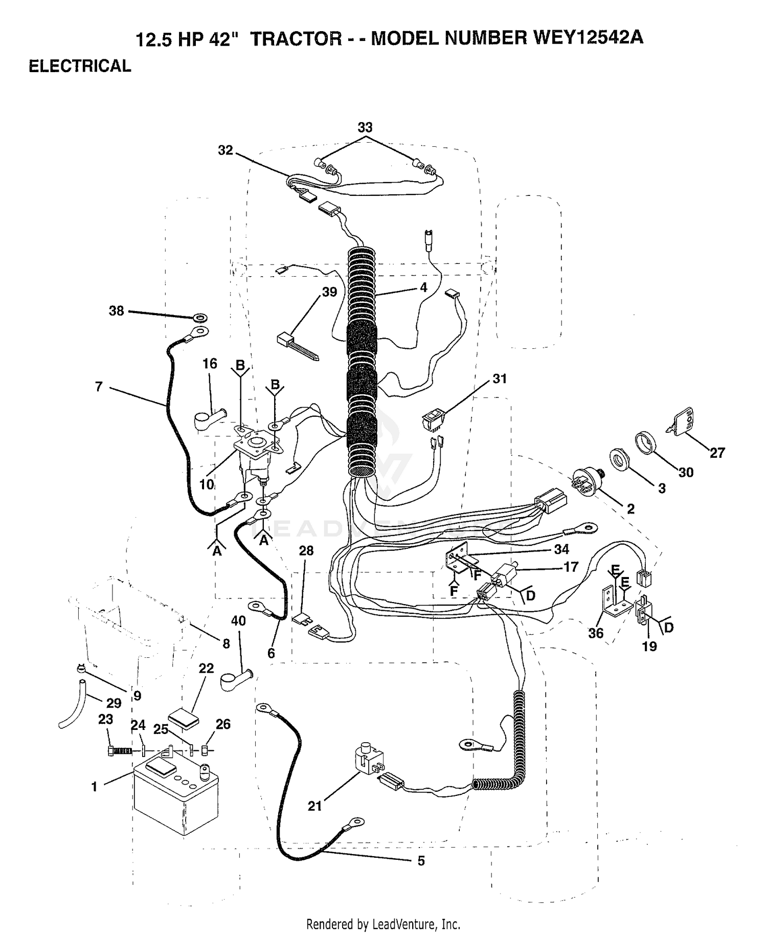 12.5HP 42" TRACTOR-ELECTRICAL