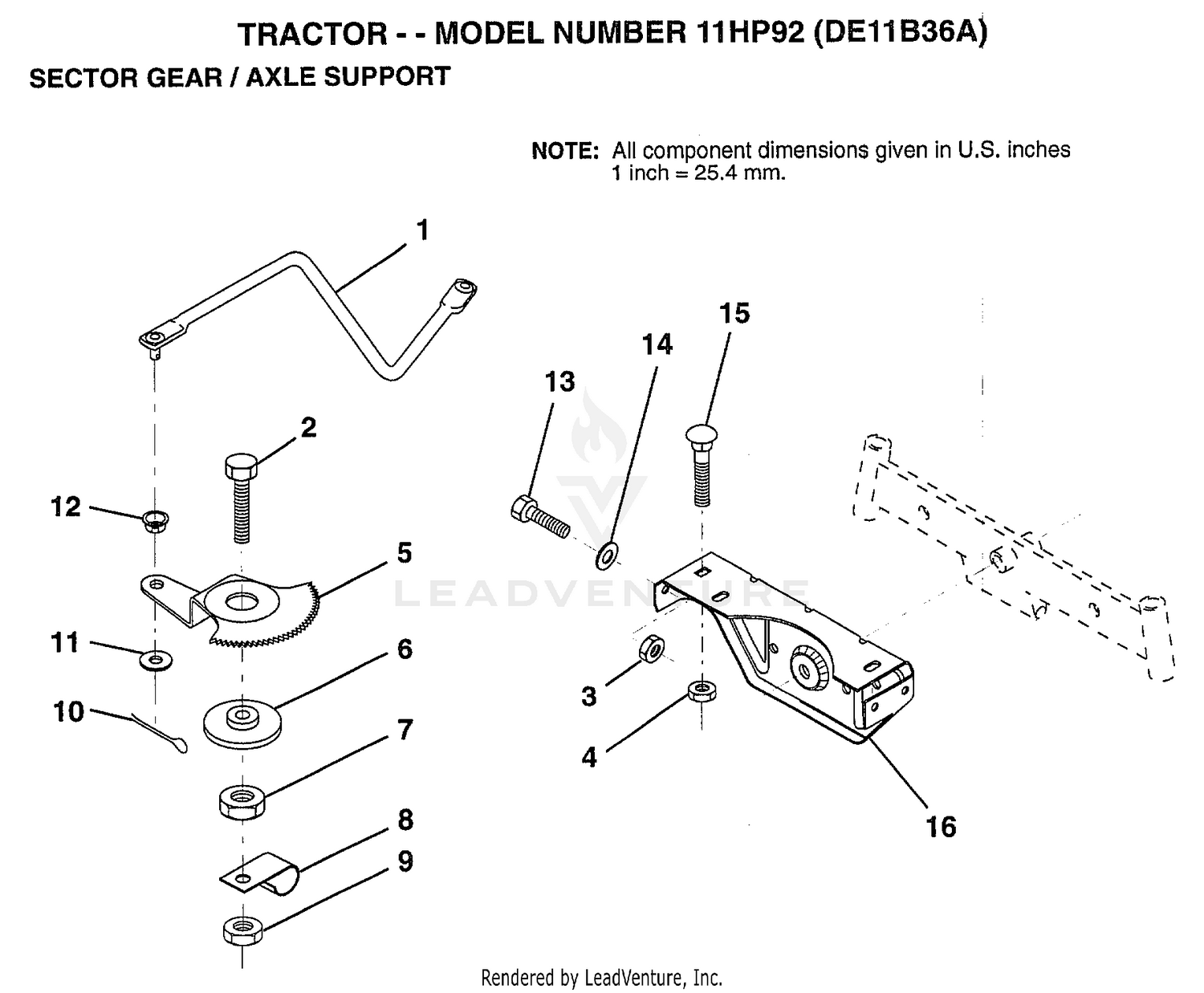 SECTOR GEAR/AXLE SUPPORT