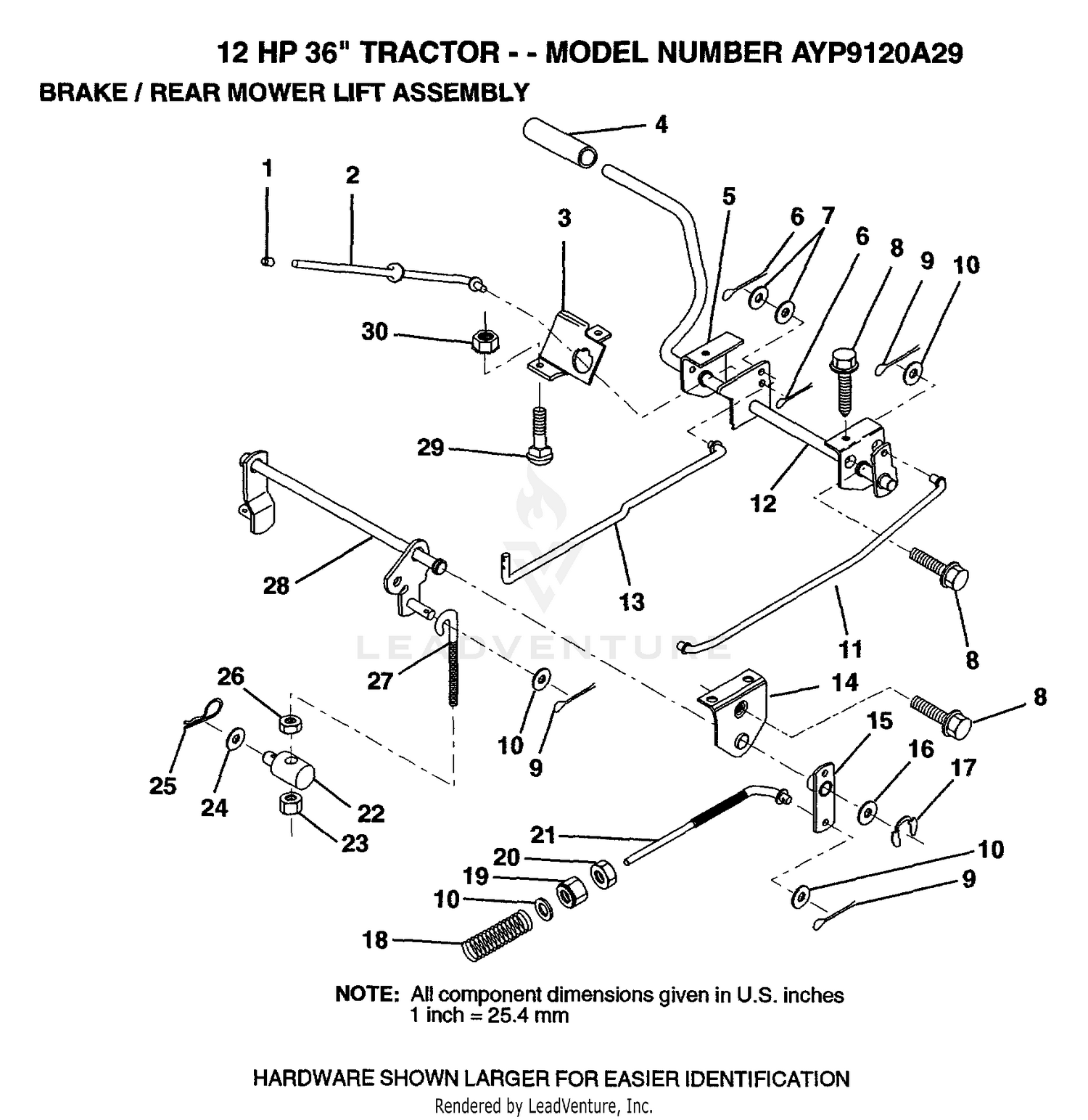 BRAKE/REAR MOWER LIFT