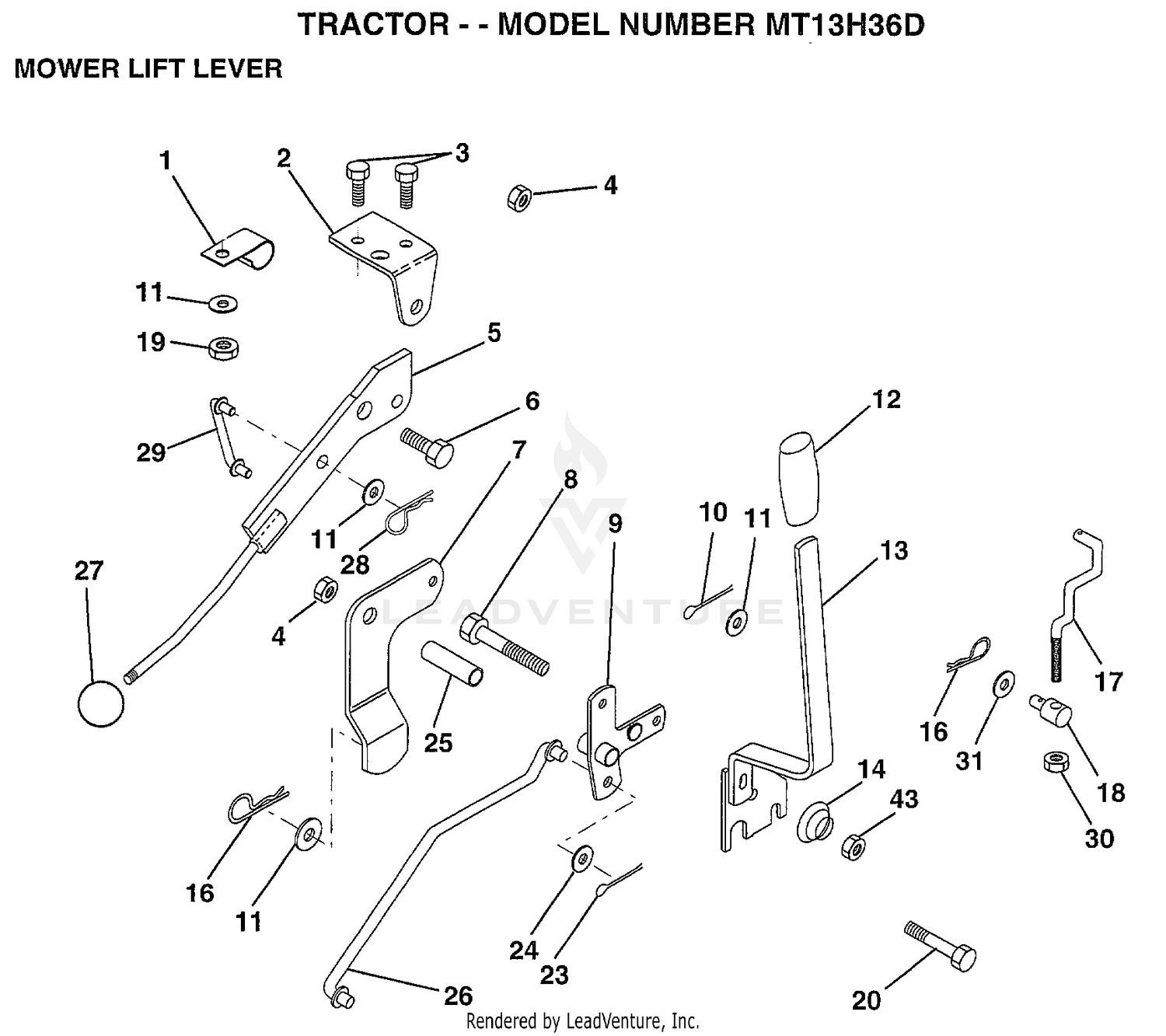 MOWER LIFT LEVER