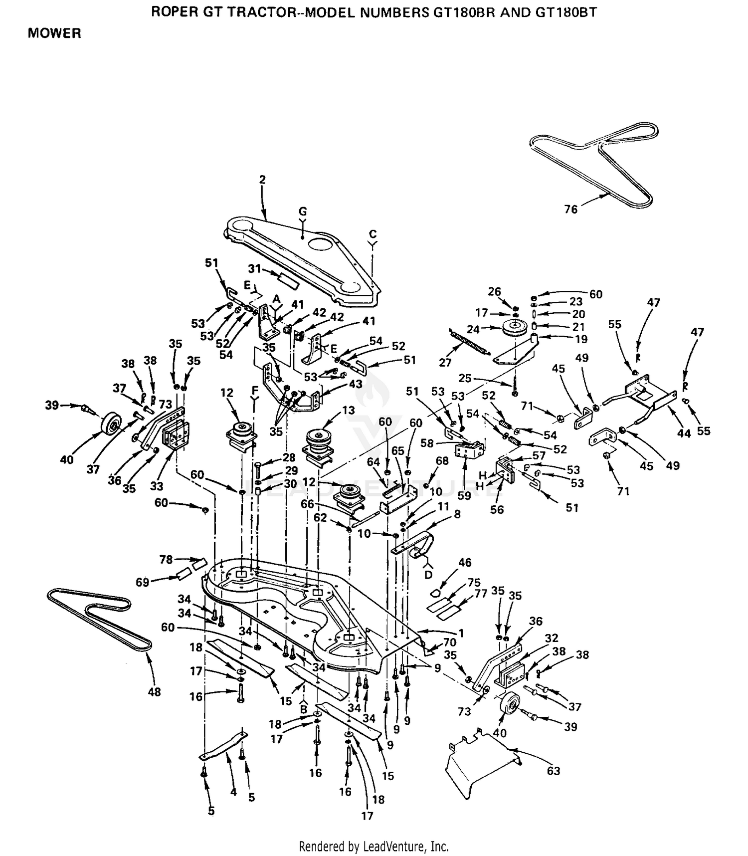 MOWER DECK, BELTS, BLADES