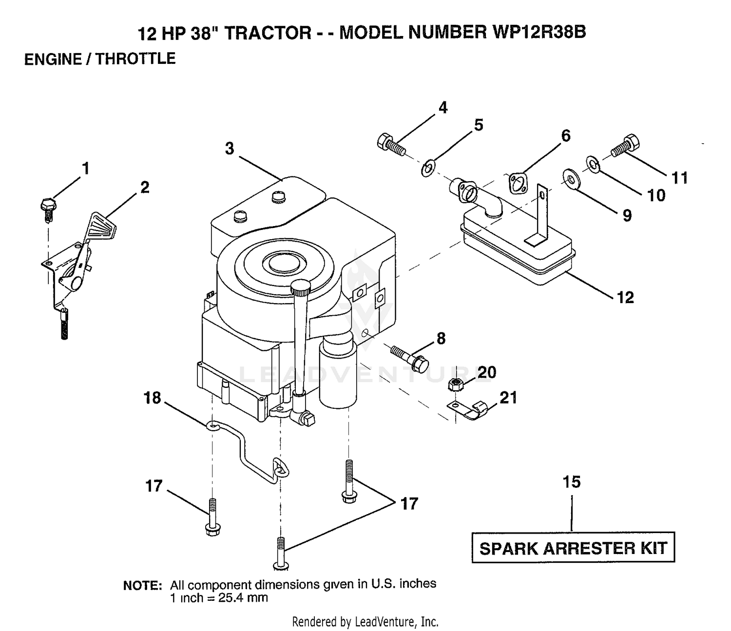 12 HP 38" ENGINE THROTTLE
