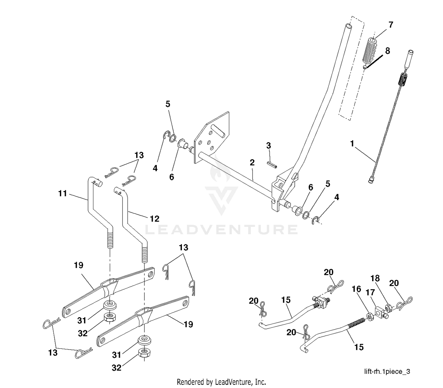 MOWER LIFT LEVER