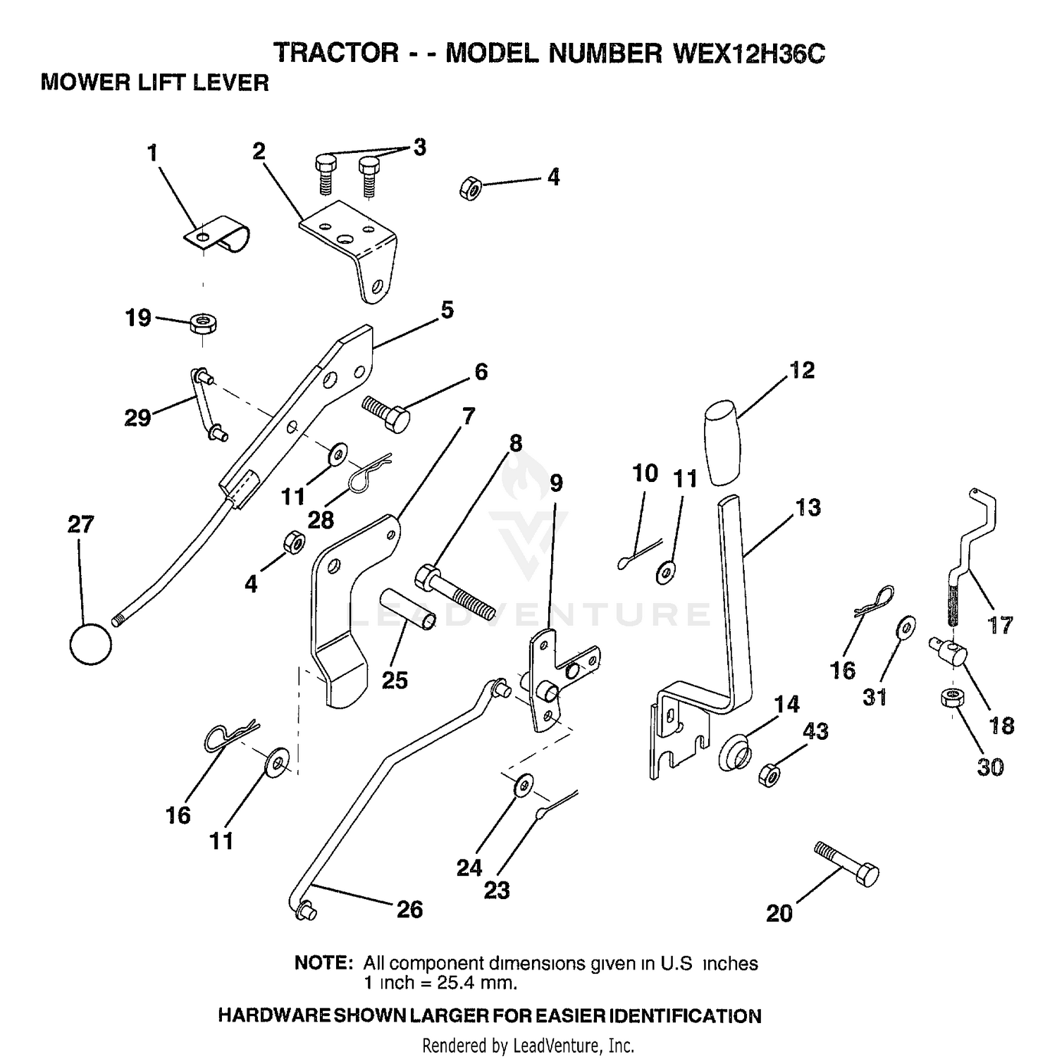 MOWER LIFT LEVER