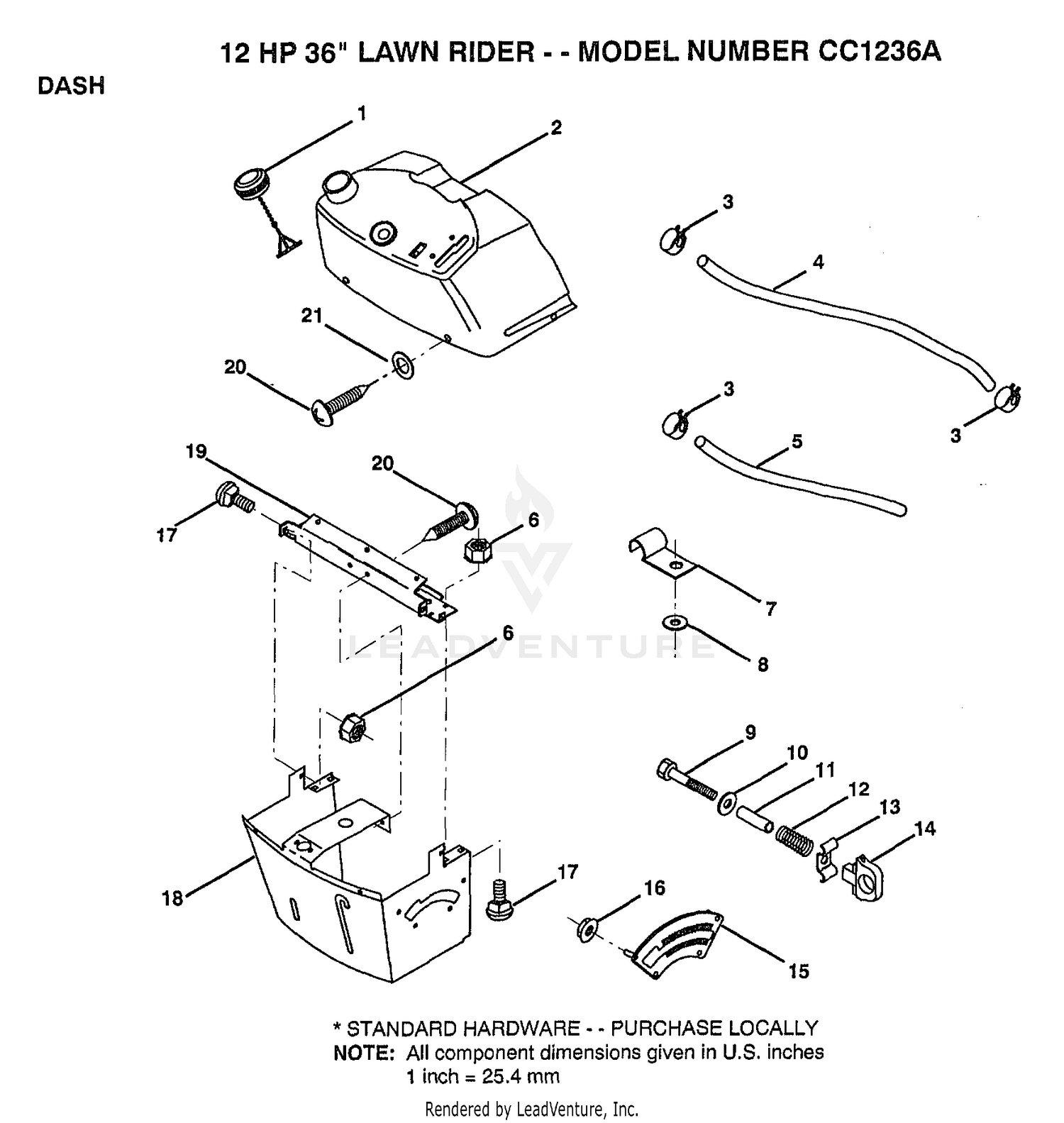 12HP 36" LAWN RIDER/DASH
