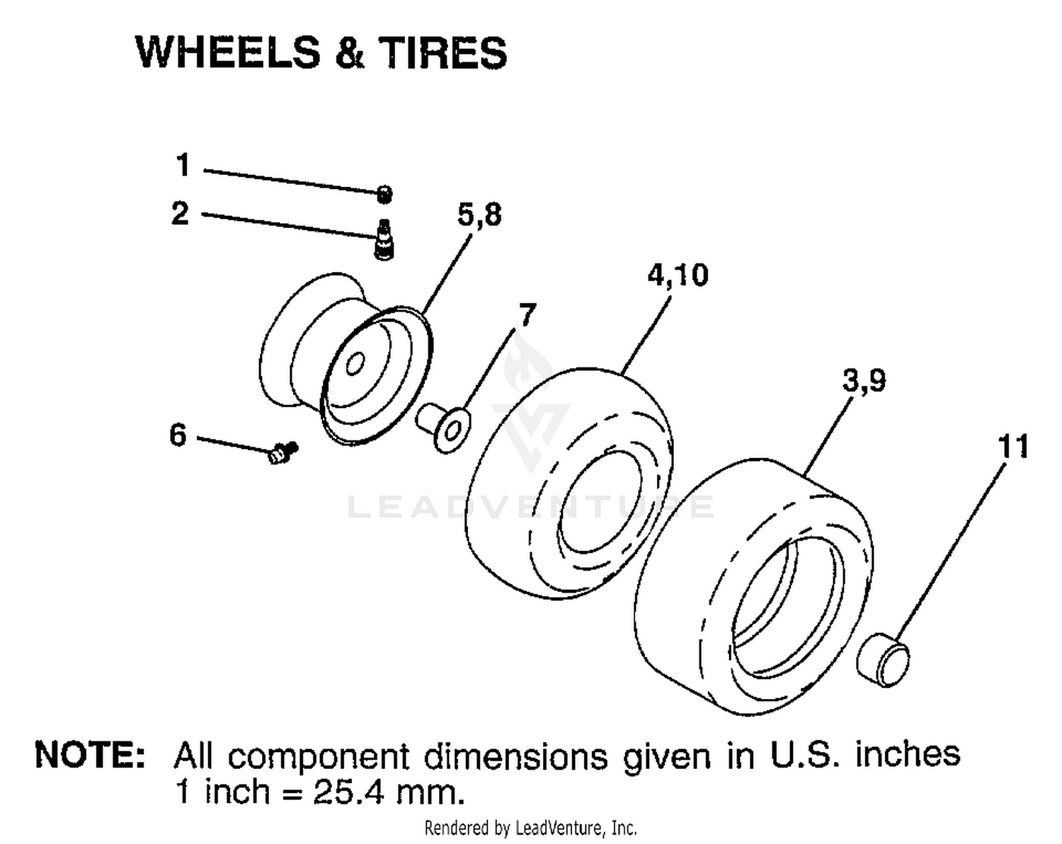 18HP 44" WHEELS AND TIRES