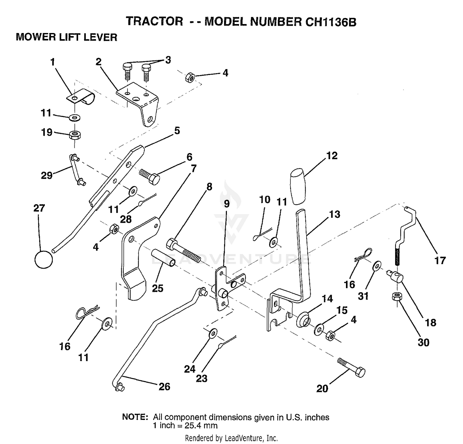MOWER LIFT LEVER