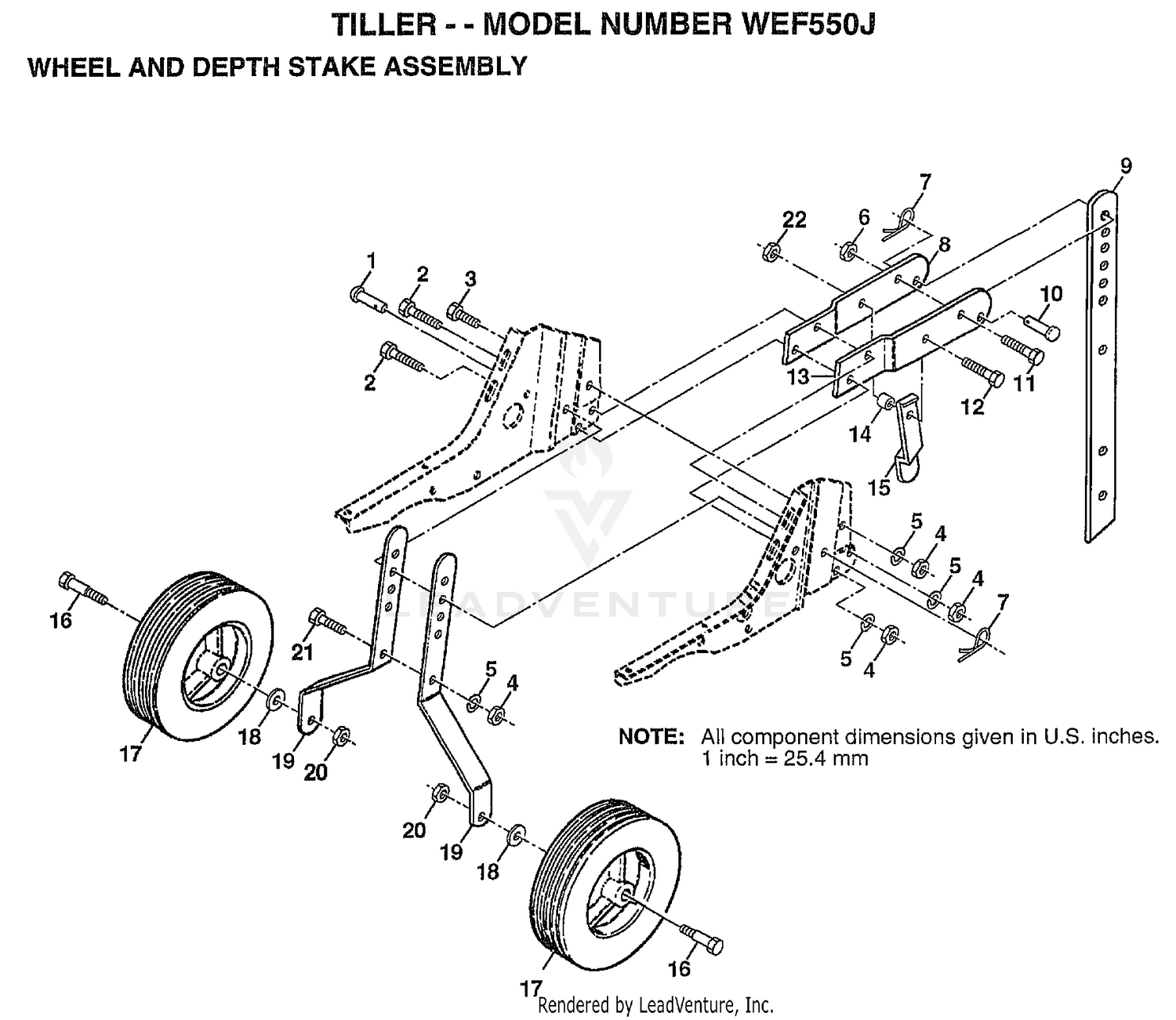 WHEEL AND DEPTH STAKE ASSEMBLY