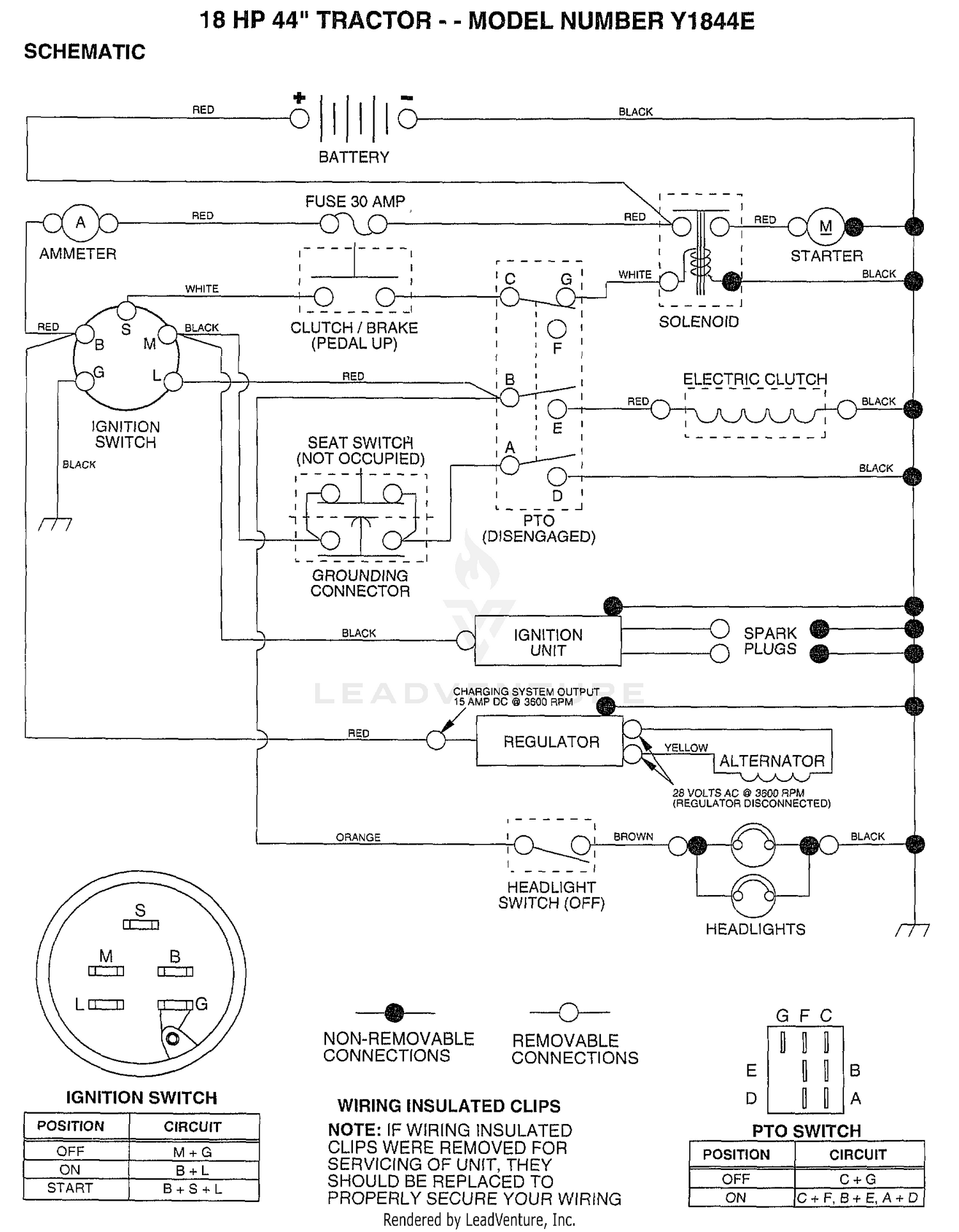 18HP 44" TRACTOR/SCHEMATIC