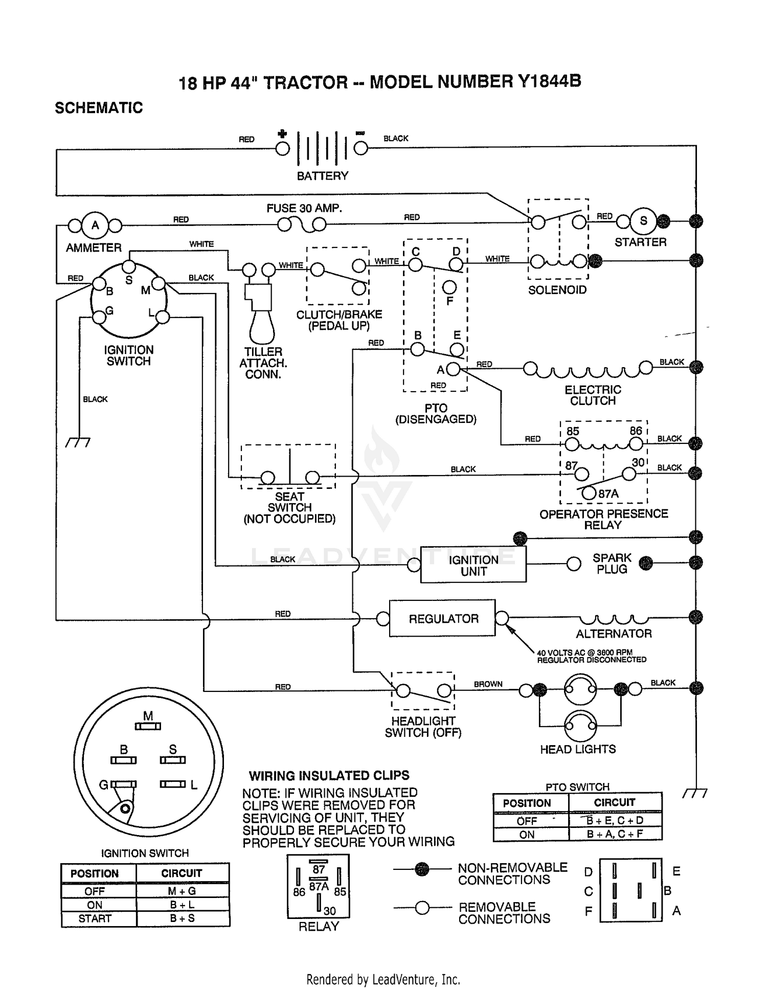 18HP 44" TRACTOR SCHEMATIC