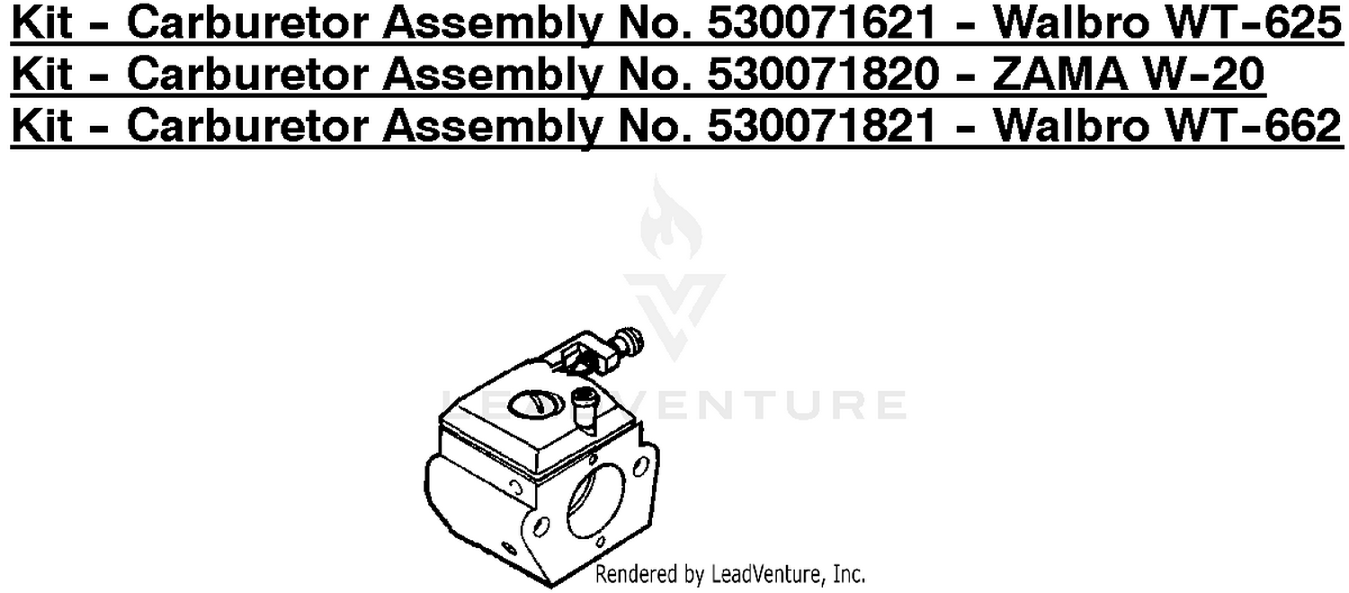Kit - Carburetor Assembly