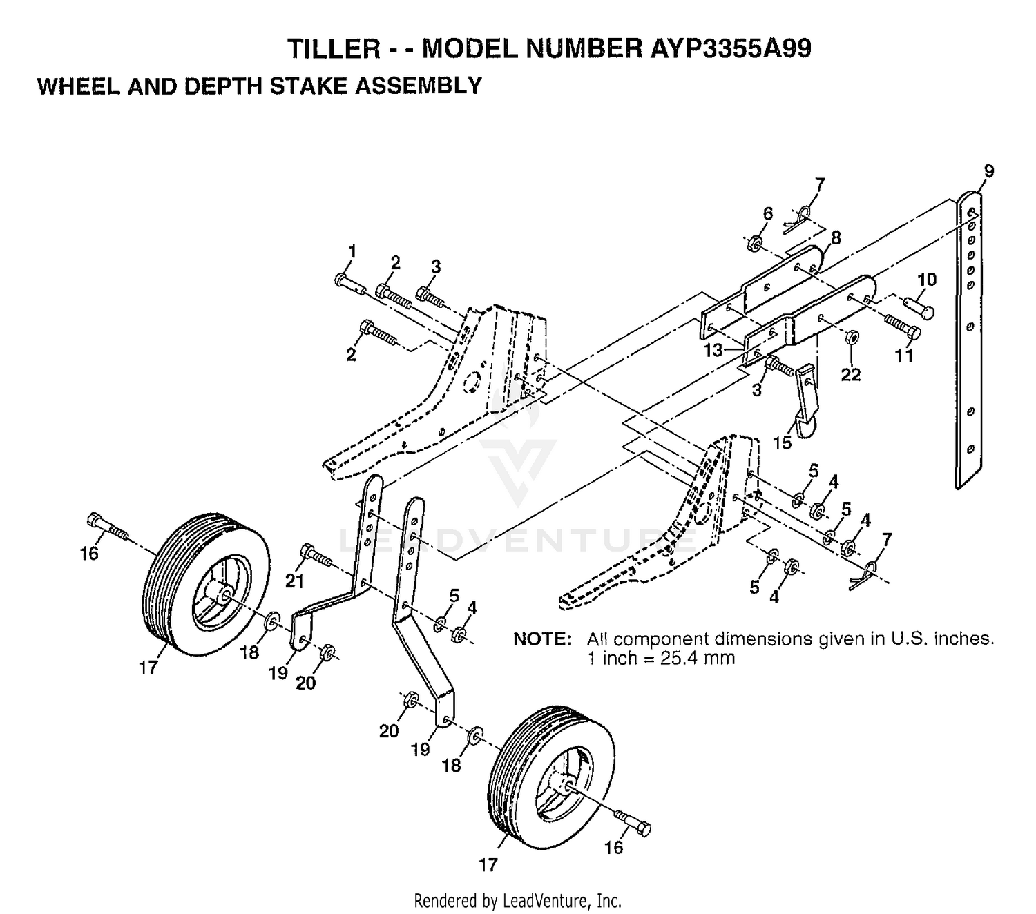 WHEEL AND DEPTH STAKE ASSEMBLY