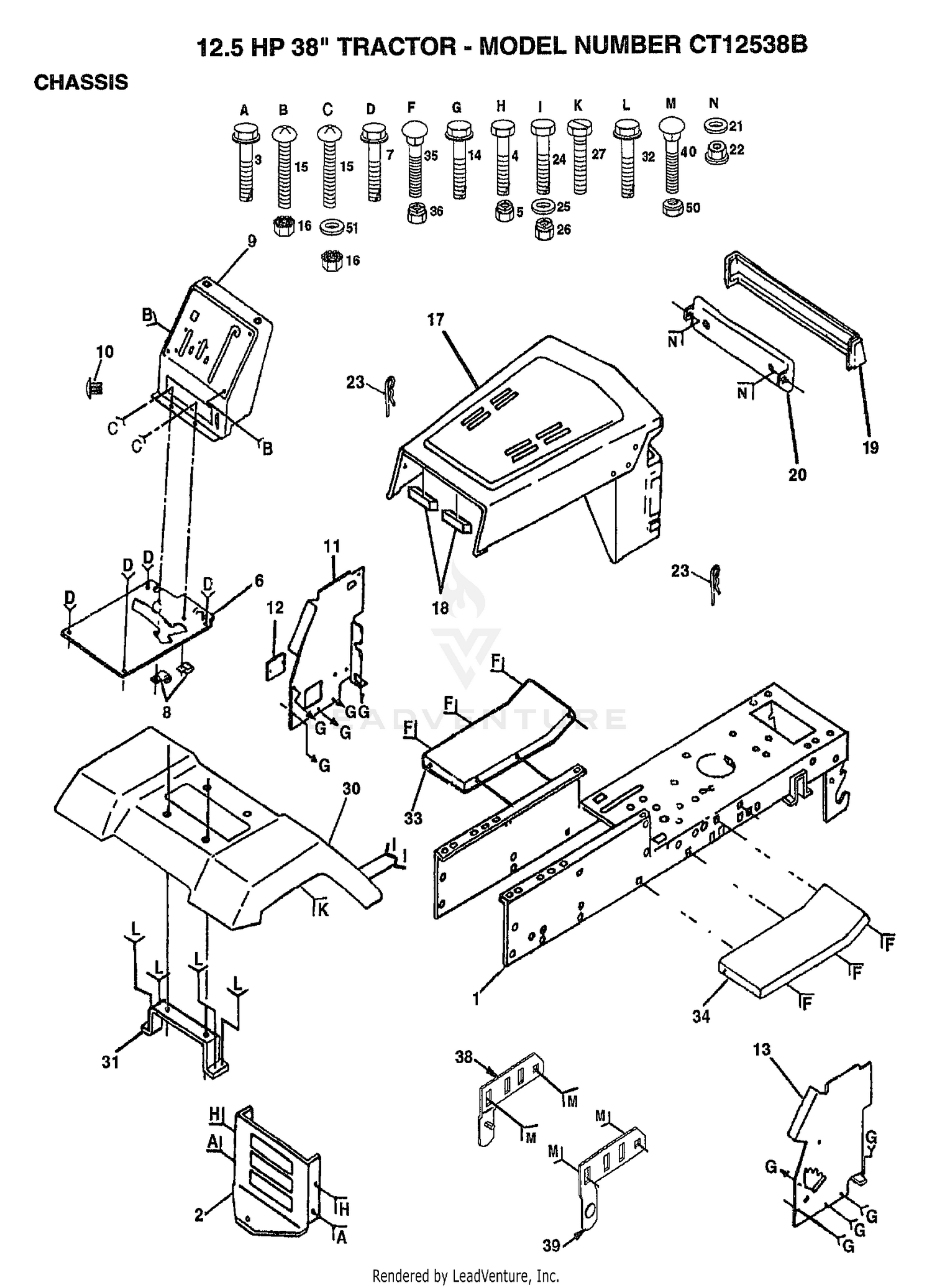 12.5HP 38" TRACTOR-CHASSIS