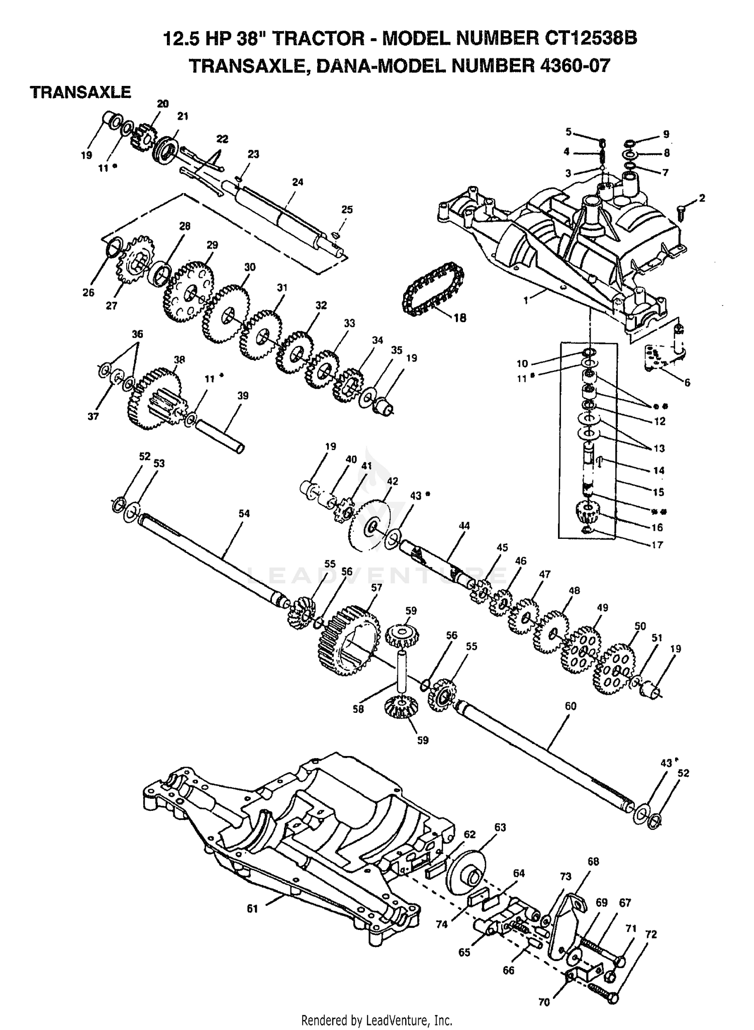 12.5HP 38" TRACTOR-TRANSAXLE