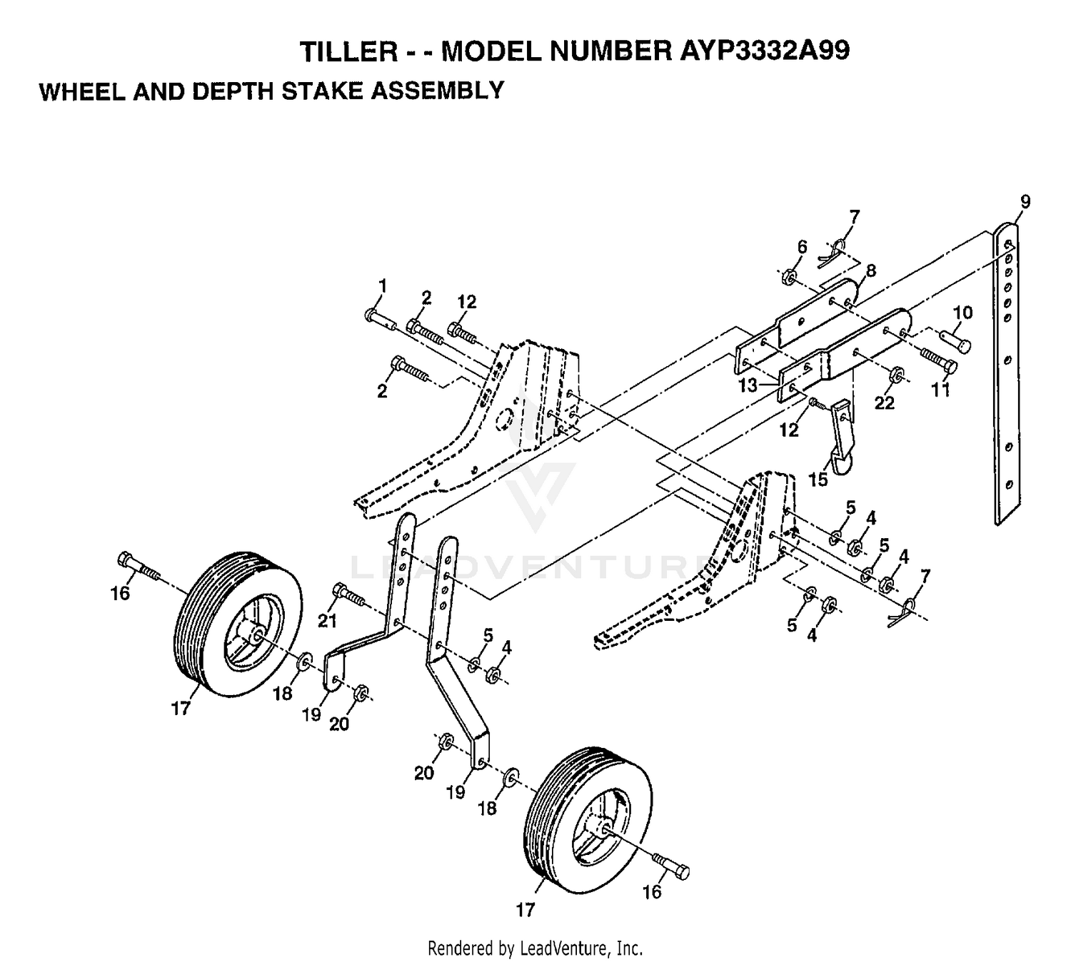 WHEEL AND DEPTH STAKE ASSEMBLY