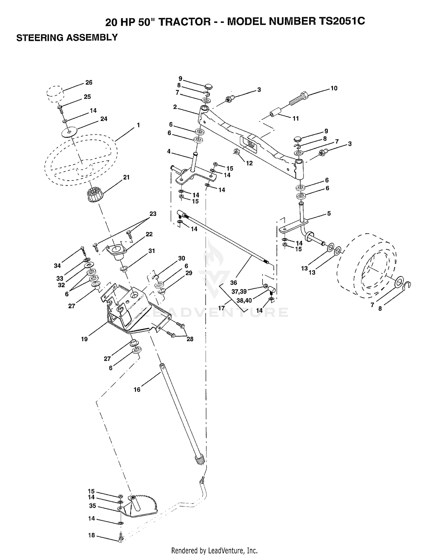 20HP 50"/STEERING ASSEMBLY