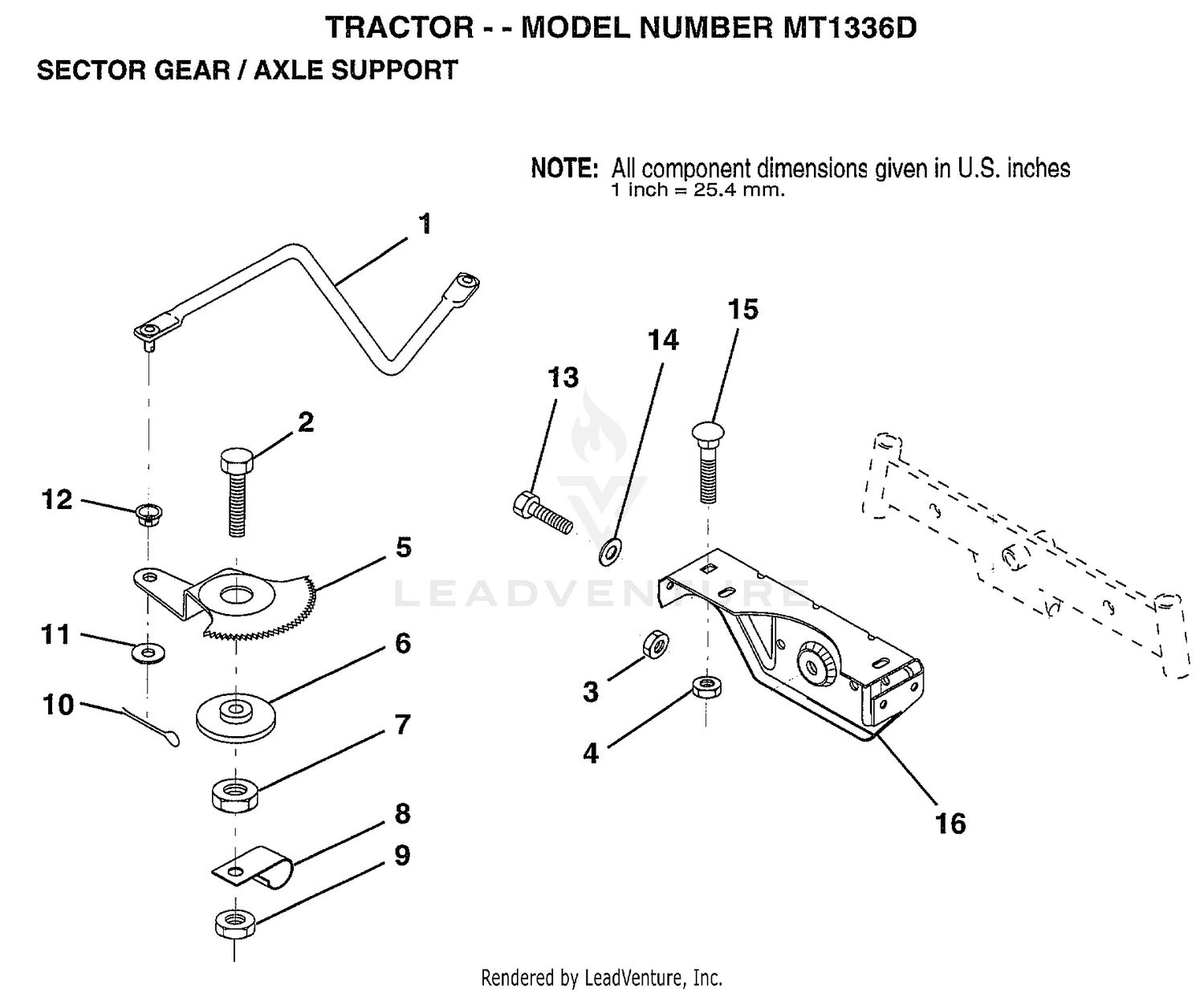 SECTOR GEAR/AXLE SUPPORT