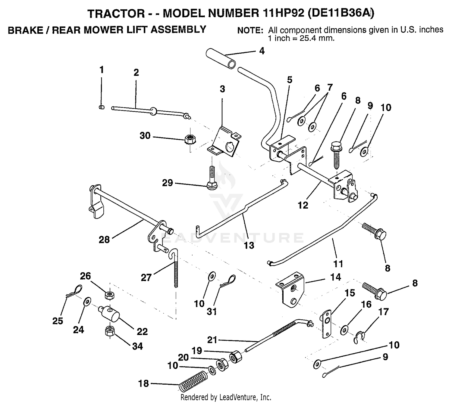BRAKE/REAR MOWER LIFT ASSEMBLY