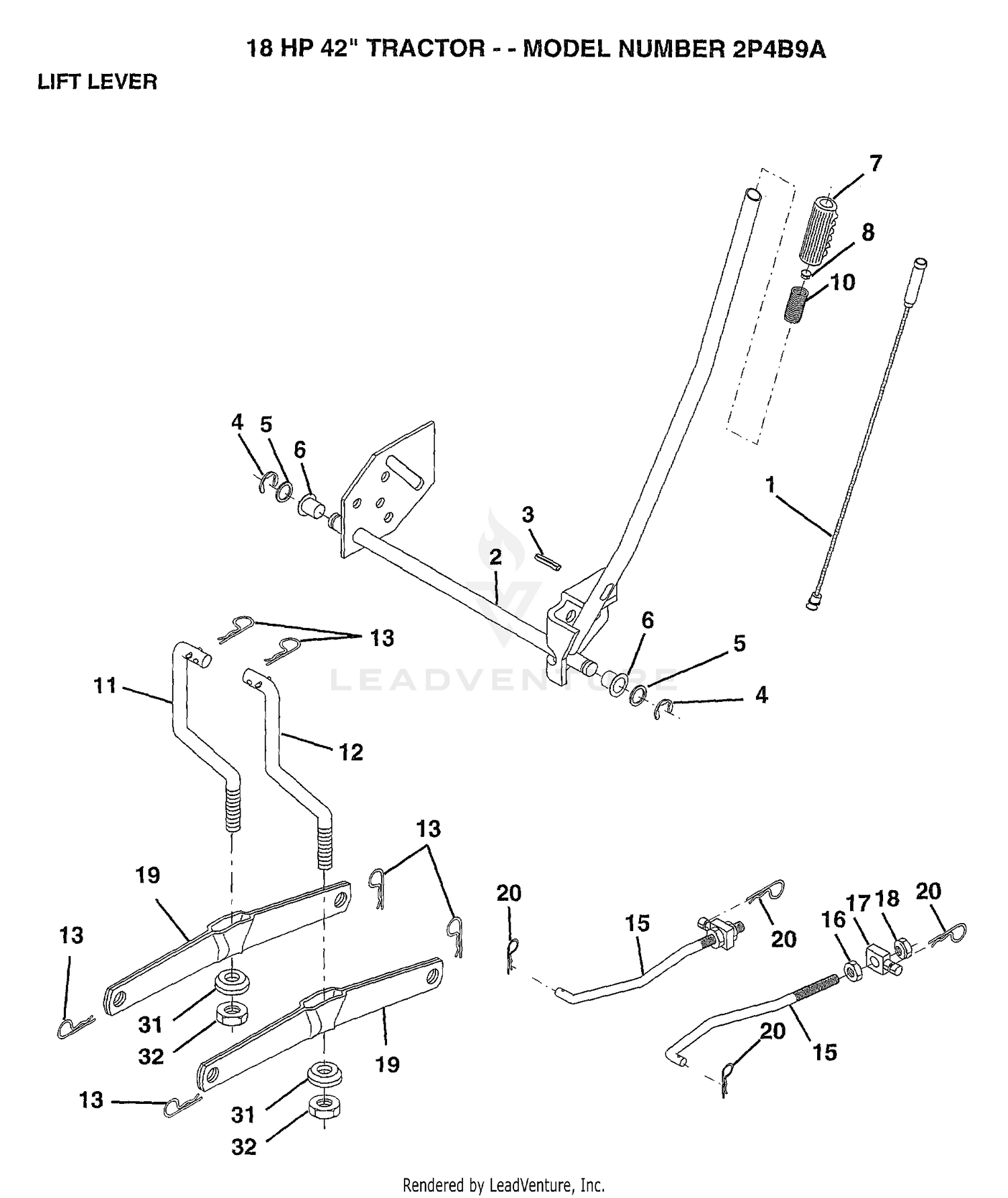 18HP 42" TRACTOR/LIFT LEVER