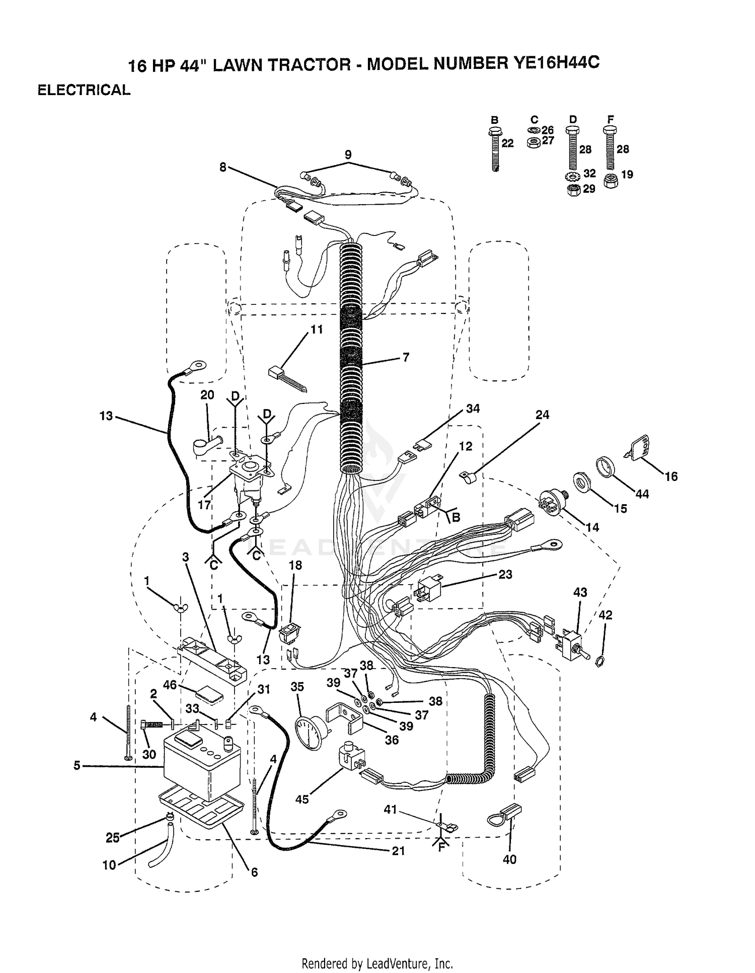 16HP 44" TRACTOR-ELECTRICAL