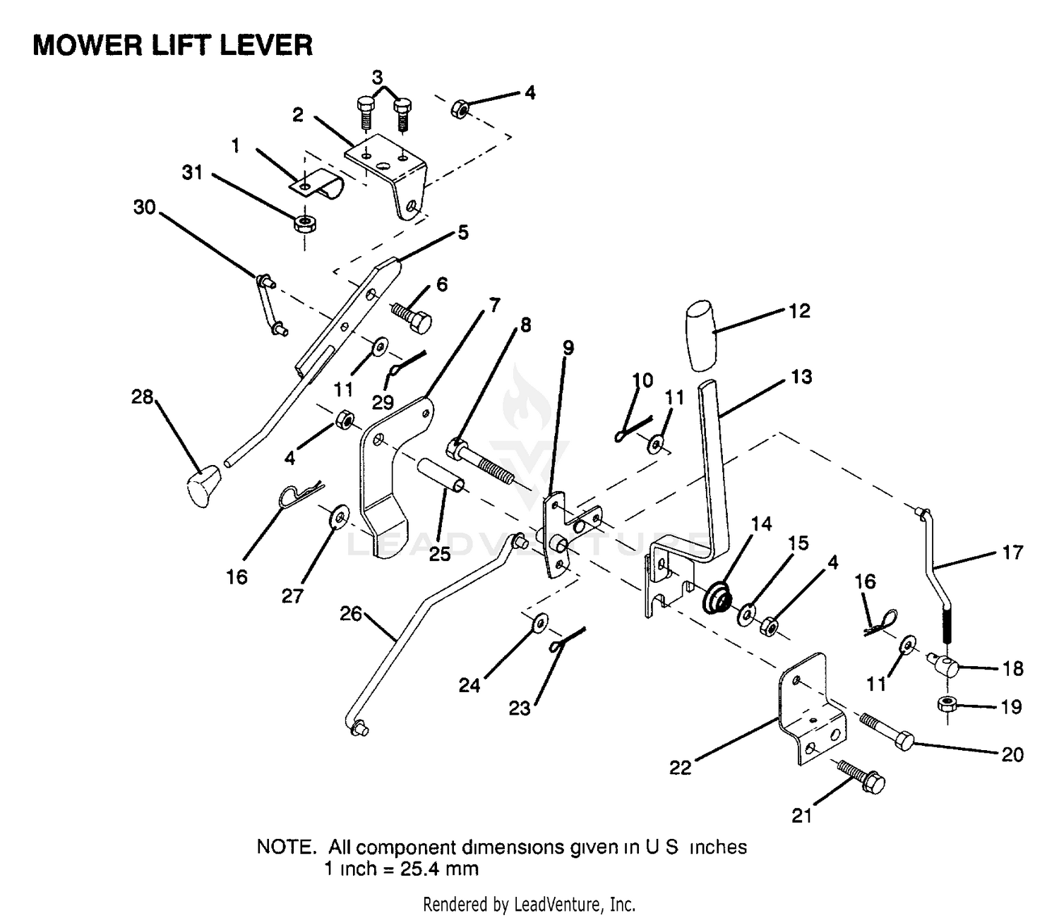 MOWER LIFT LEVER