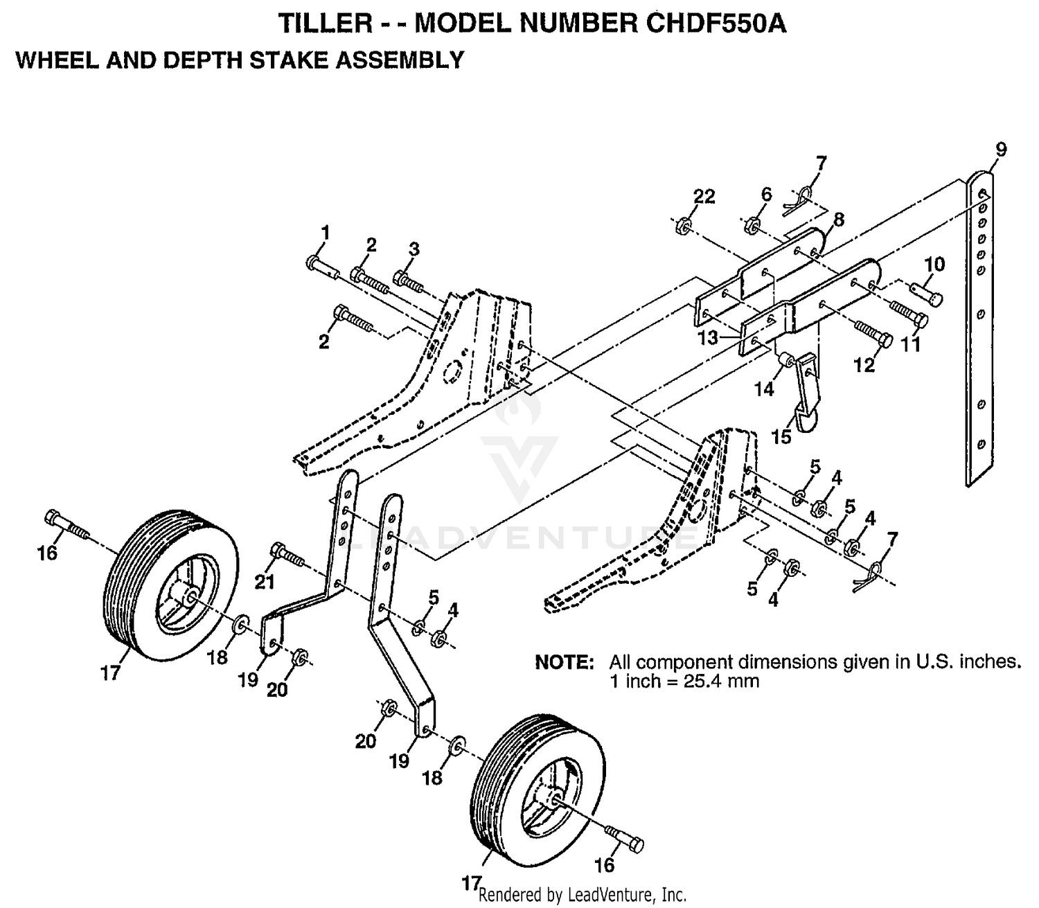 WHEEL AND DEPTH STAKE ASSEMBLY