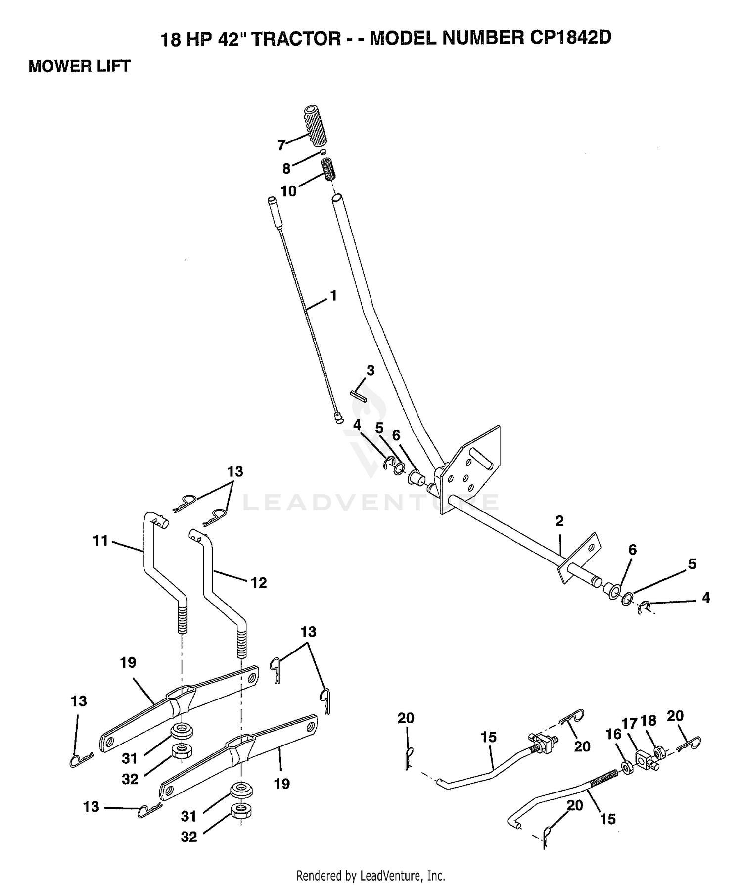 18HP 42" TRACTOR-MOWER LIFT