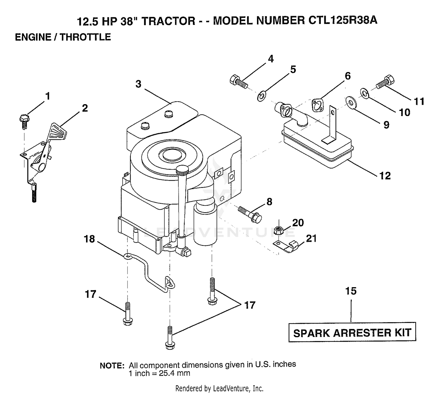 ENGINE/THROTTLE/12.5 HP 38"